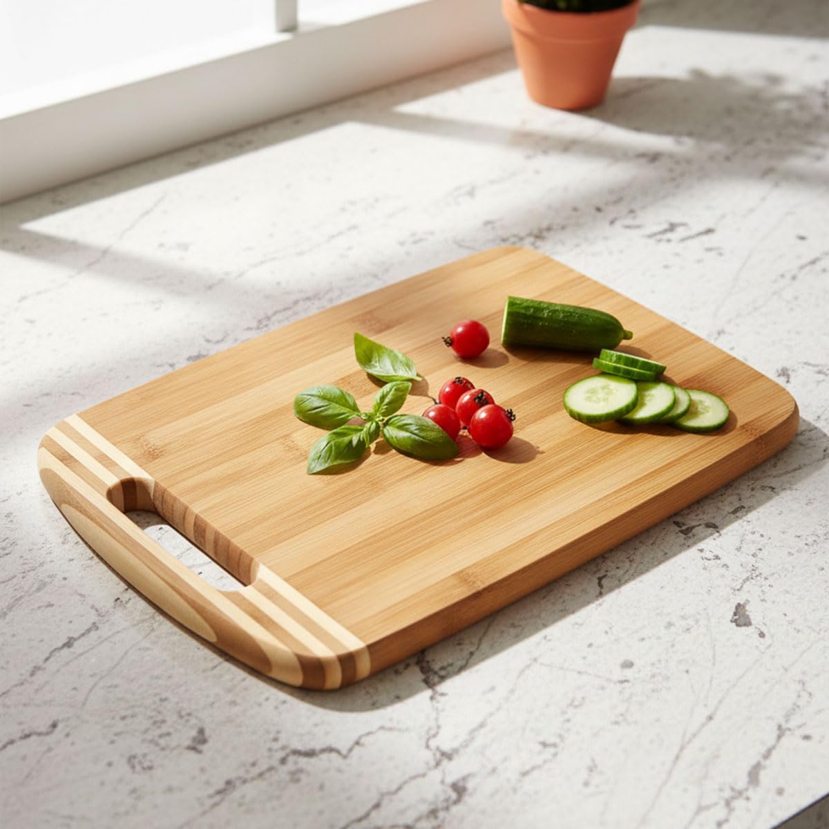 Bambu Kesme Tahtası Antibakteriel Yıkanabilir Doğrama Tahtası Dikdörtgen 34x24CM | Antibakteriyel ve Yıkanabilir Bambu Kesme Tahtası - Hijyenik ve Dayanıklı Doğrama İşleriniz için İdeal - Görsel 2