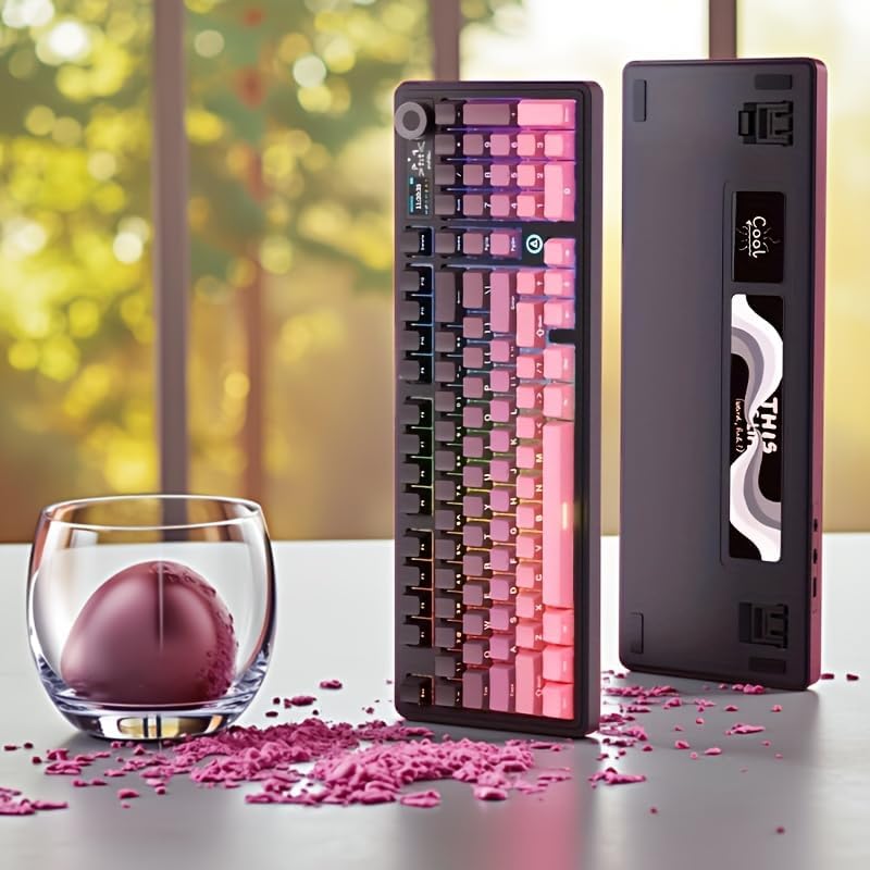 Alternative view of AK980 Kablosuz Hot-Swap TFT Ekranlı Mekanik Oyun Klavyesi 8.000 Mah Batarya Pembe - Gift Switch