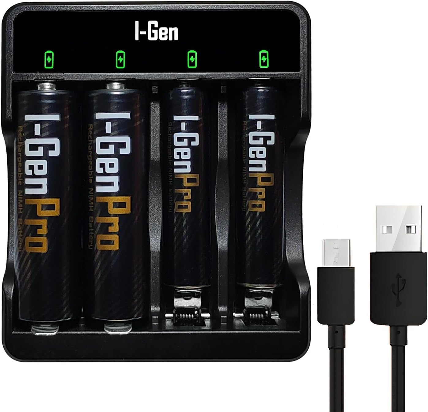 I-Gen G421 4'lü Pil Şarj Aleti + 2 Adet AA Pro 2950 mAh + 2 Adet AAA Pro 1100 mAh Şarjlı Kalem Pilli Set 1.2V Ni-MH - Görsel 2