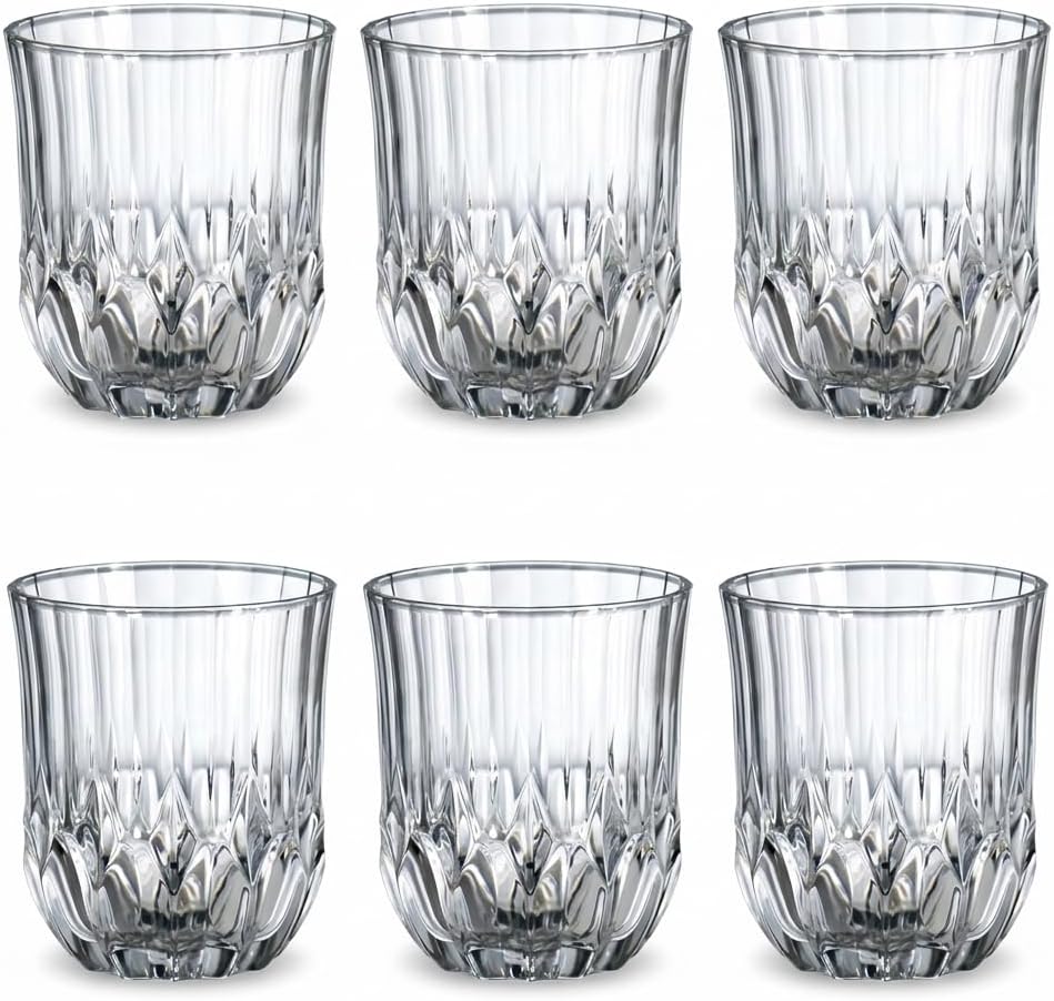 Alternative view of 6'lı Kesme  Desenli Cam Bardak Seti - Klasik Tasarım Su, Meşrubat ve Viski Bardağı Takımı (315 ml)
