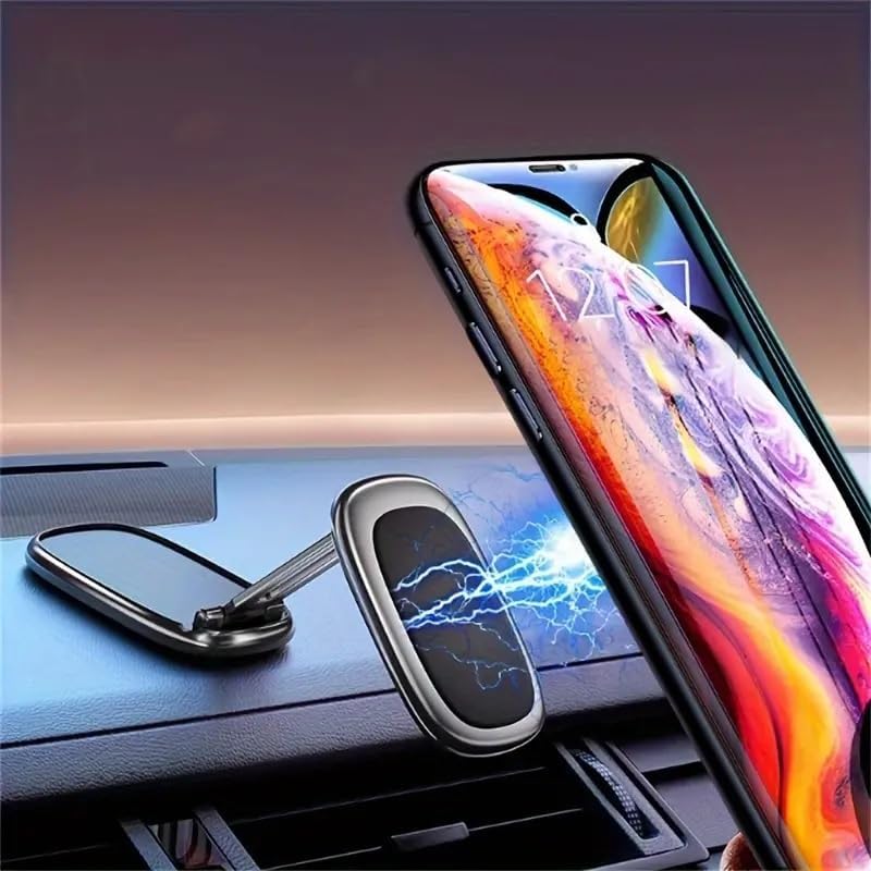 360 DERECE DÖNEBİLEN ALAŞIMLI METAL KATLANABİLİR MIKNATISLI MAGNETİK MASAÜSTÜ VE ARAÇ İÇİ CAM VE GÖĞÜSE YAPIŞABİLEN KUTU İÇERİŞİNDEKİ METAL APARATLAR İLE BERABER TELEFON TUTUCUSU VE TELEFON STANDI 033