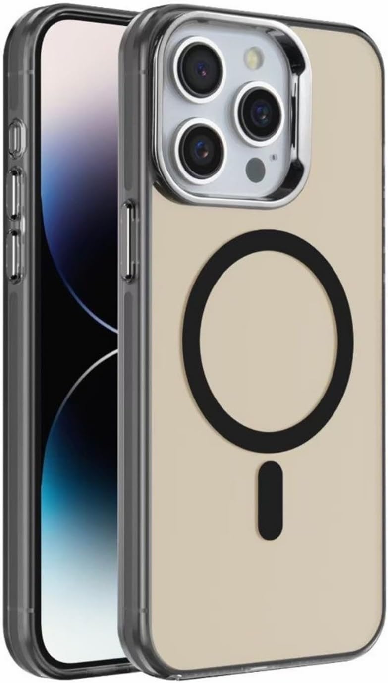 iPhone 15 MagSafe Uyumlu Şeffaf Sert Telefon Kılıfı Manyetik Hizalama İnce Hafif Darbe Dayanıklı Kamera Korumalı Koruma Kapak Siyah