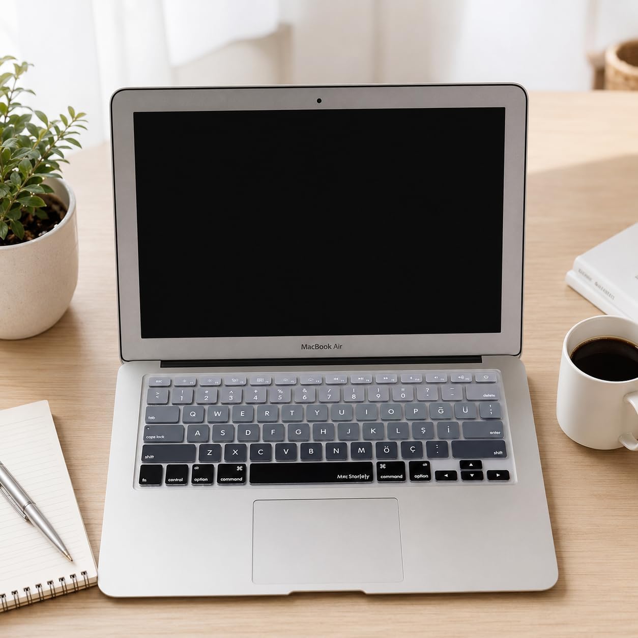MacBook Klavye Koruyucu Silikon | US Klavyeyi Türkçe Q Baskıya Dönüştürür | MacBook Air 13 inç ve MacBook Pro 13–15 inç (A1369, A1466, A1278, A1425, A1502, A1286, A1398) Uyumlu Siyah Gri - Görsel 3