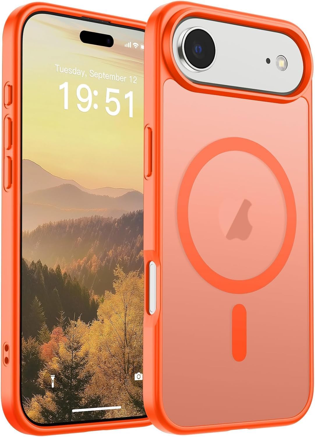 Alternative view of MagSafe Uyumlu Manyetik iPhone 17/17 Air / 17 Pro / 17 Pro Max Kılıf – Mat Şeffaf İnce Tasarım, Anti-Parmak İzi, Darbe Emici Telefon Kapağı – Turuncu, EVINTO (Iphone 17 Air)