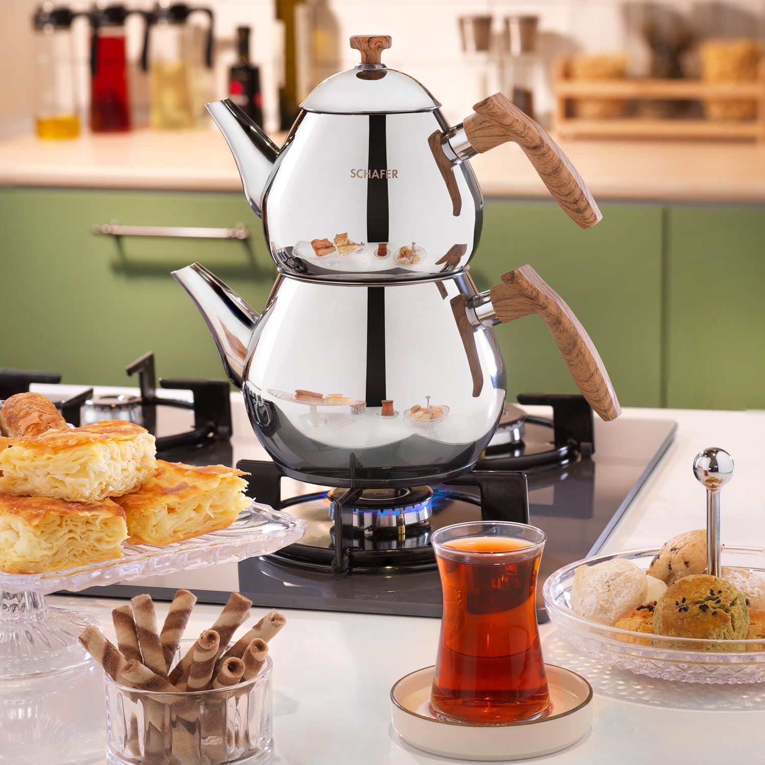 Tea Chef Orta Boy Çaydanlık Takımı 4 Parça-Kahve