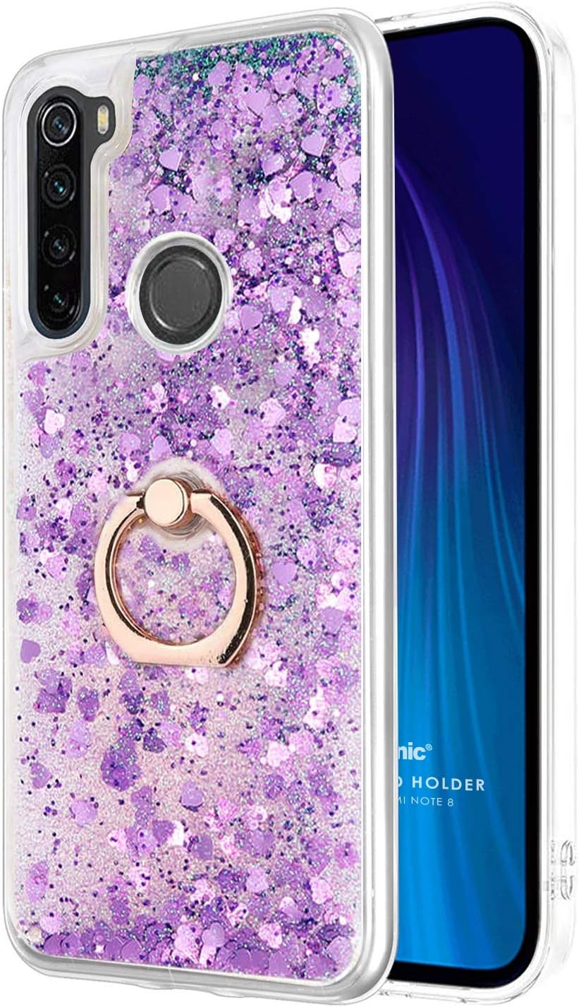 Xiaomi Redmi Note 8 için Kılıf Glitter Liquid Holder Mor [Redmi Note 8 ile Uyumlu Kılıf - Mor]