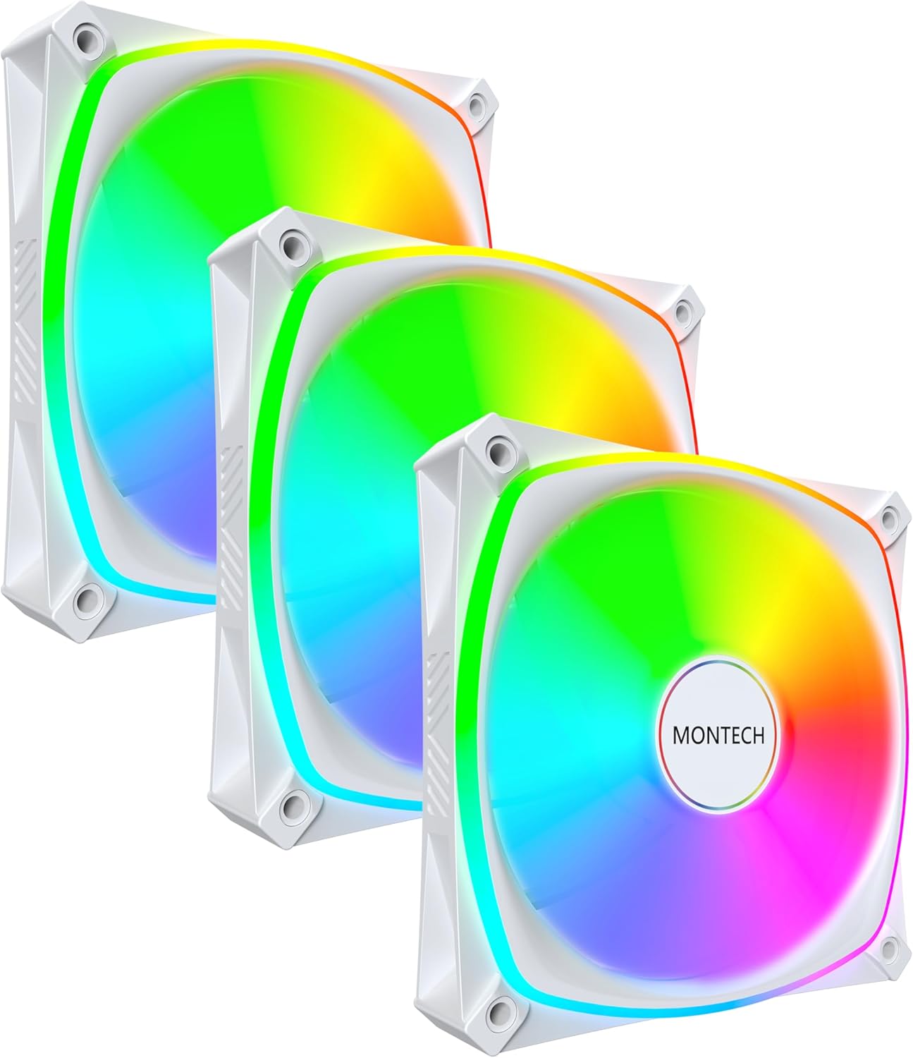 RX120 PRO ARGB PWM 120mm Fan 3'lü Paket, Üst Düzey, Ters Bıçak, 360° ARGB Aydınlatma, Tüfek Yataklı, Sessiz Düşük Gürültülü, 600–1600 RPM, Fan Göbeği Dahil, REVERSE Fan, Beyaz Renk - Görsel 3