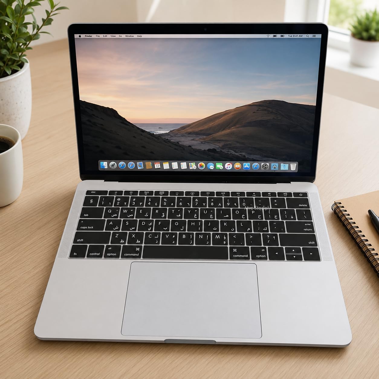 Alternative view of MacBook Arapça Klavye Koruyucu A1534 A1708 Uyumlu Silikon Klavye Koruyucu Arapça Baskılı US Amerikan Enter Siyah