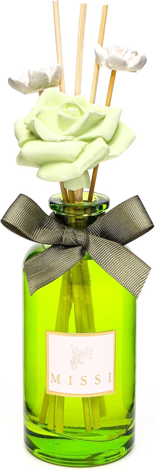 Alternative view of 180 ml Yeşil Cam Şişe Çiçek Bambu Çubuklu White Jasmin Oda Kokusu