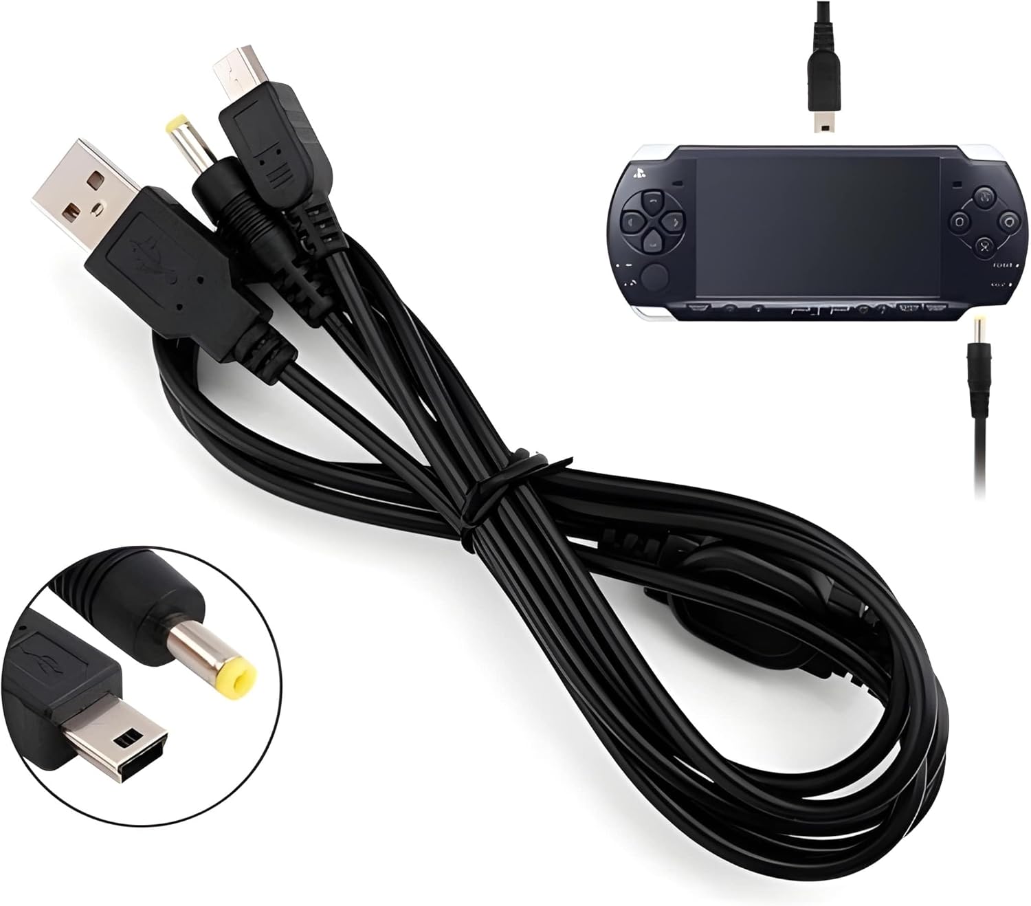 POP KONSOL PSP Şarj ve Data Kablosu PSP 1000 2000 3000 E1004 Uyumlu PlayStation Portable Film Video Müzik Oyun Transfer 2in1 USB Kablo - Görsel 3