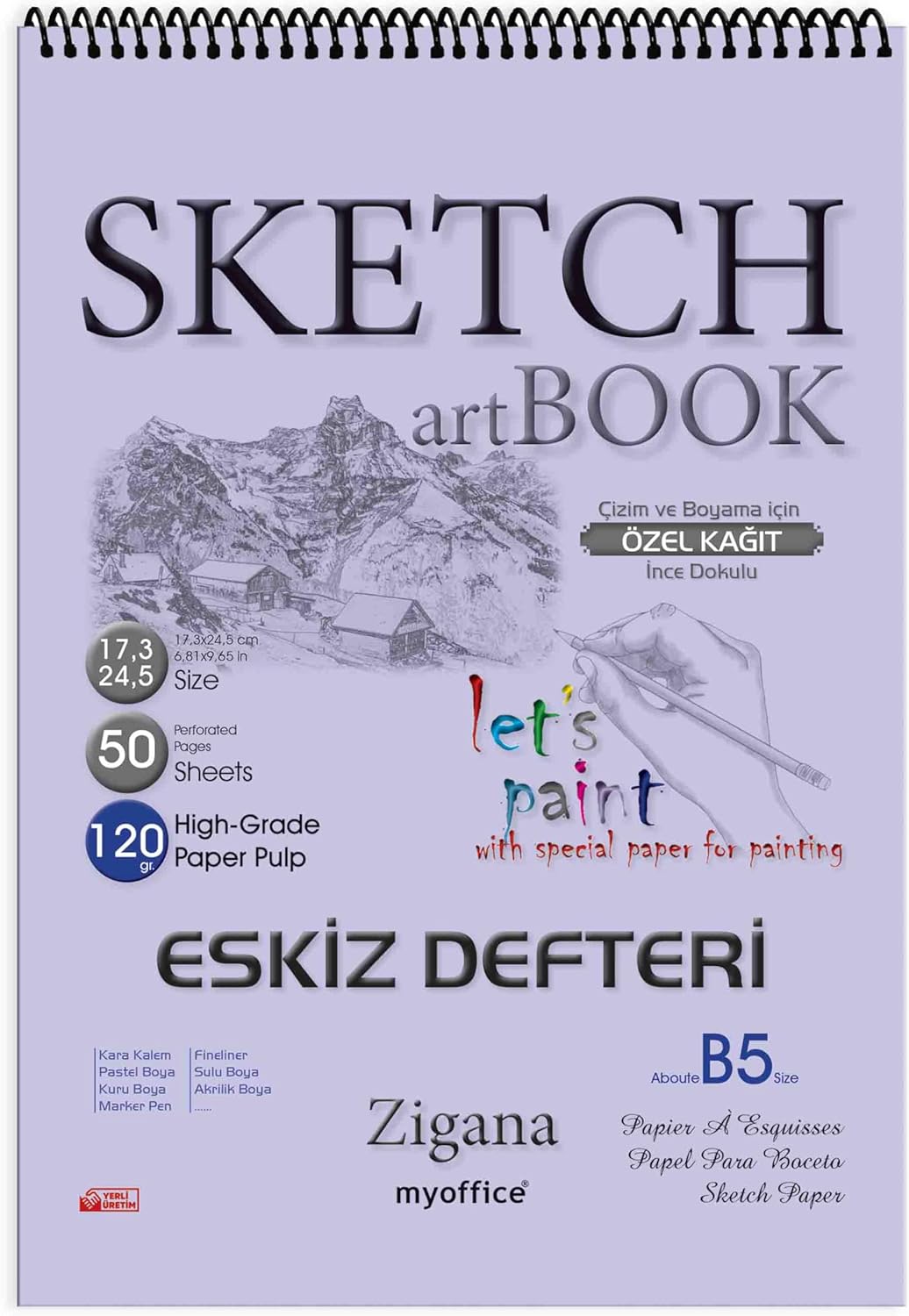 Alternative view of Zigana B5 Spiralli Eskiz Defteri - 50 Yp, 120 gr Çizim Bloknotu, Sanat Defteri