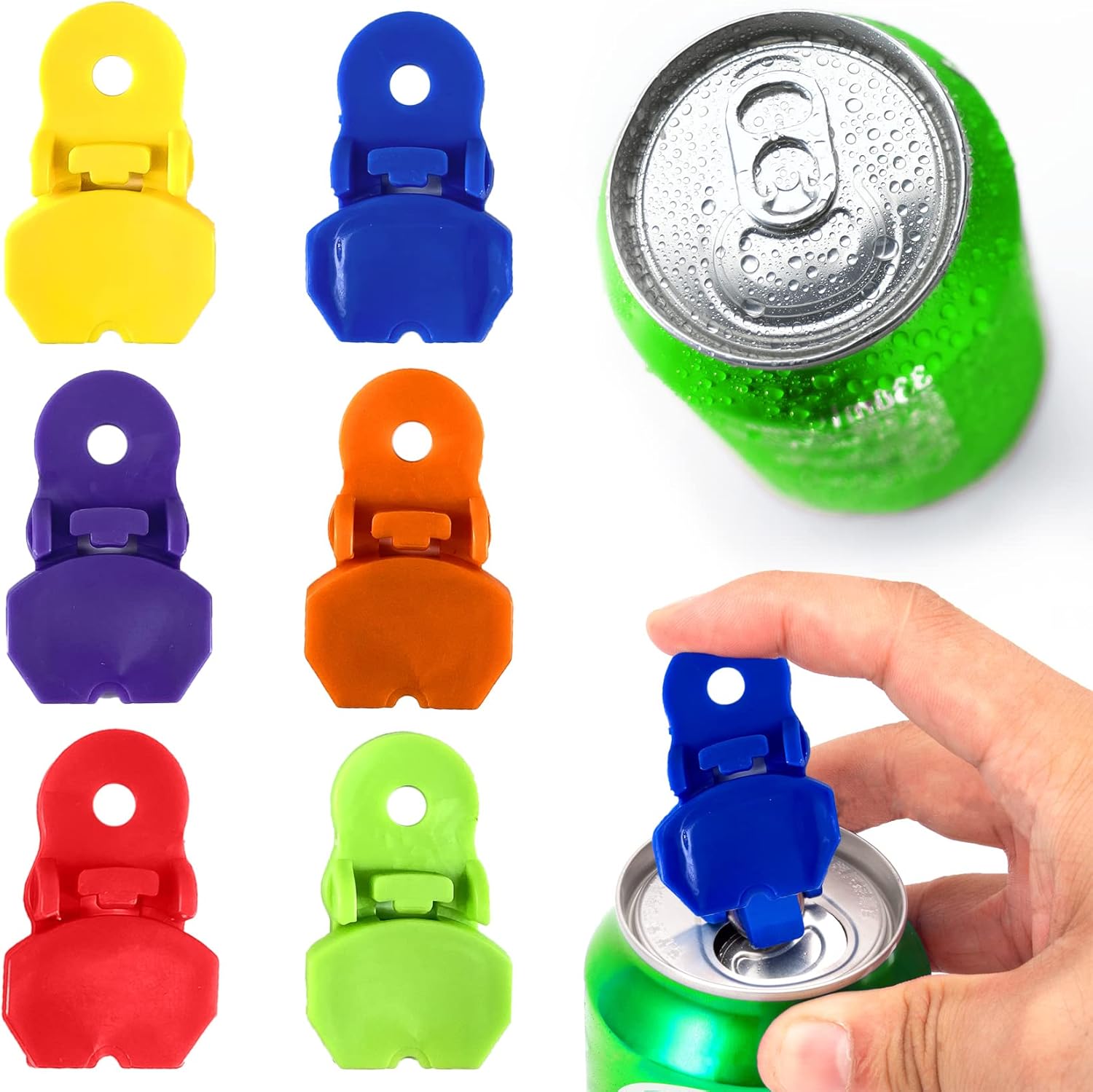 Alternative view of 6 Parça Renkli Soda Kutusu Sekme Açacağı, Kolay Konserve Açacağı Kılavuzu, Kola, Bira, Soda, İçecek Alüminyum İçecek Kutusu Üstü Halka Açıcı Alet, Kutularınızı Böcekler ve Kirden Koruyun