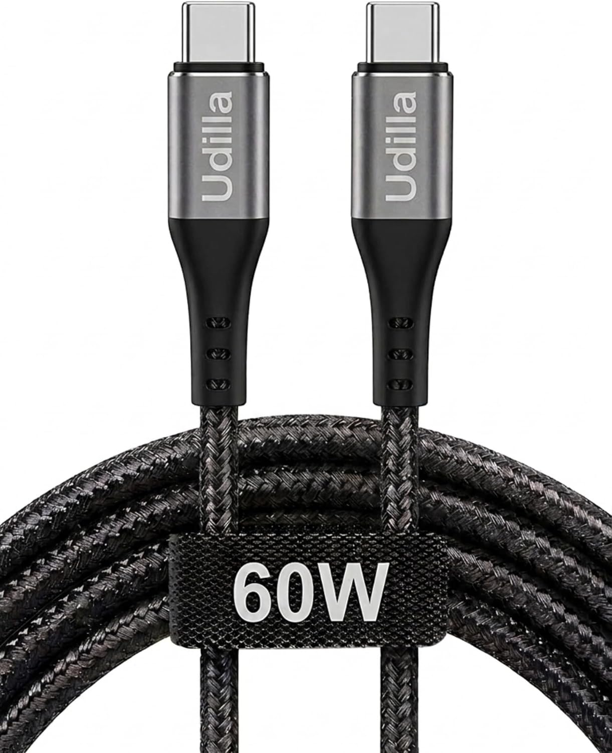 Örgülü USB Type-C to Type-C 60W Örgülü Hızlı Şarj ve Data Kablosu 1 Metre (Siyah, Type-C to Type-C, 100, Santimetre) - Görsel 3