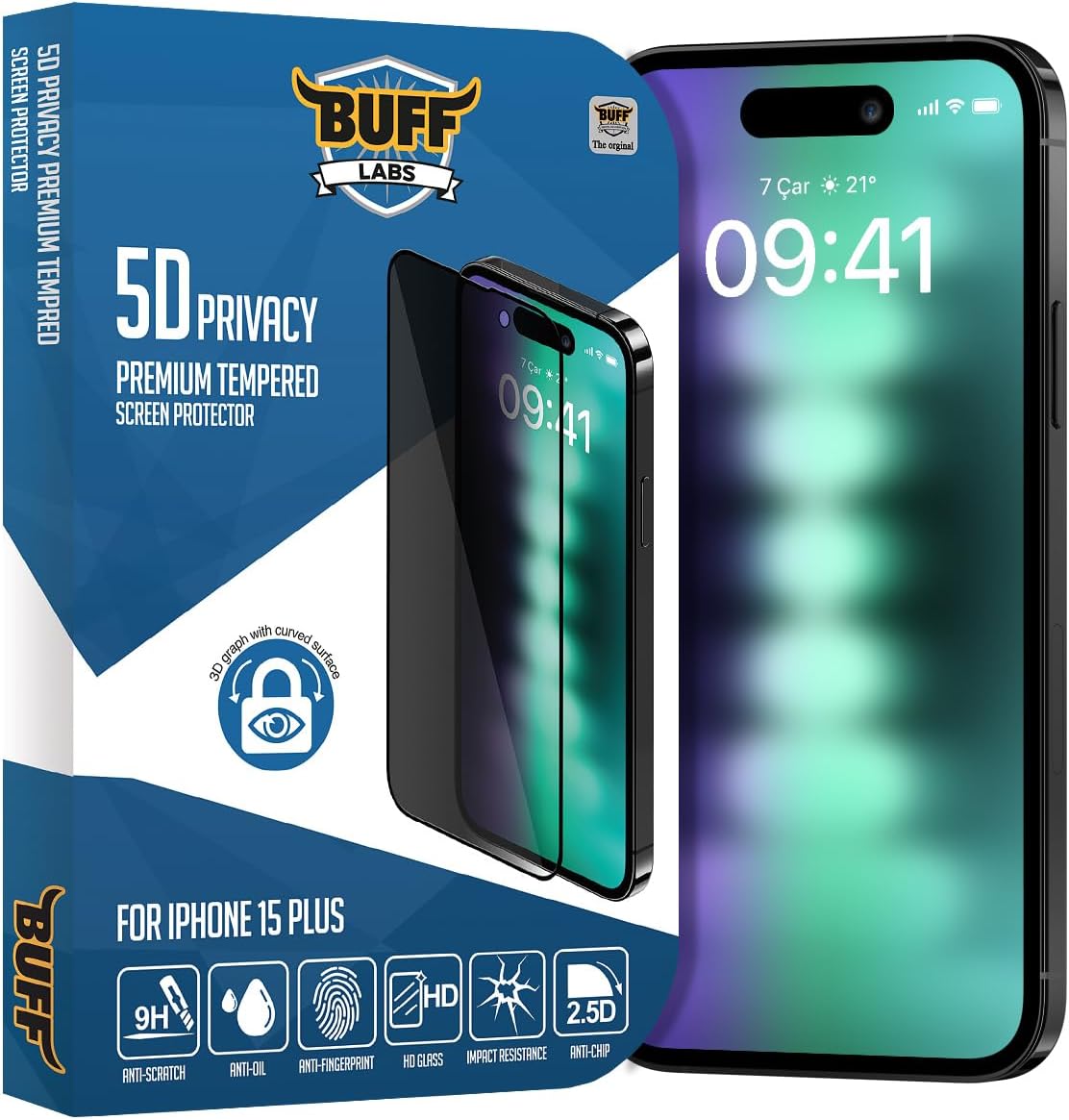 LABS iPhone 15 Plus ile Uyumlu 5D Privacy Hayalet Ekran Koruyucu - Görsel 2