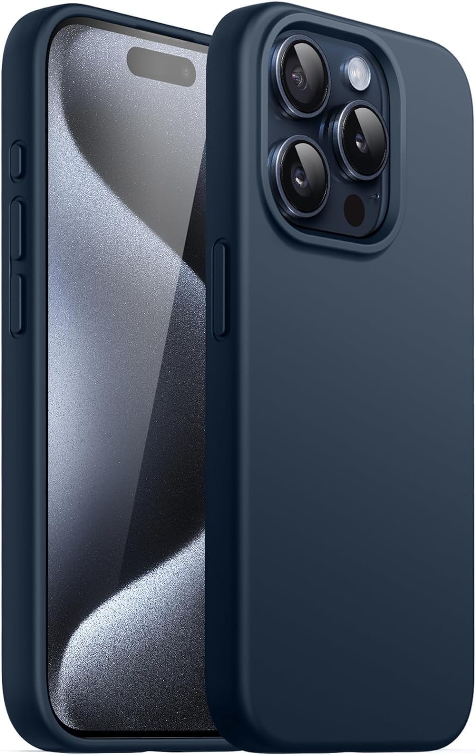 & AKSESUAR iPhone 15 Pro Max ile Uyumlu İçi Kadife Dışı Mat Yapıya Sahip Koruma Sağlayan Lansman Silikon Kılıf (Lacivert) - Görsel 2