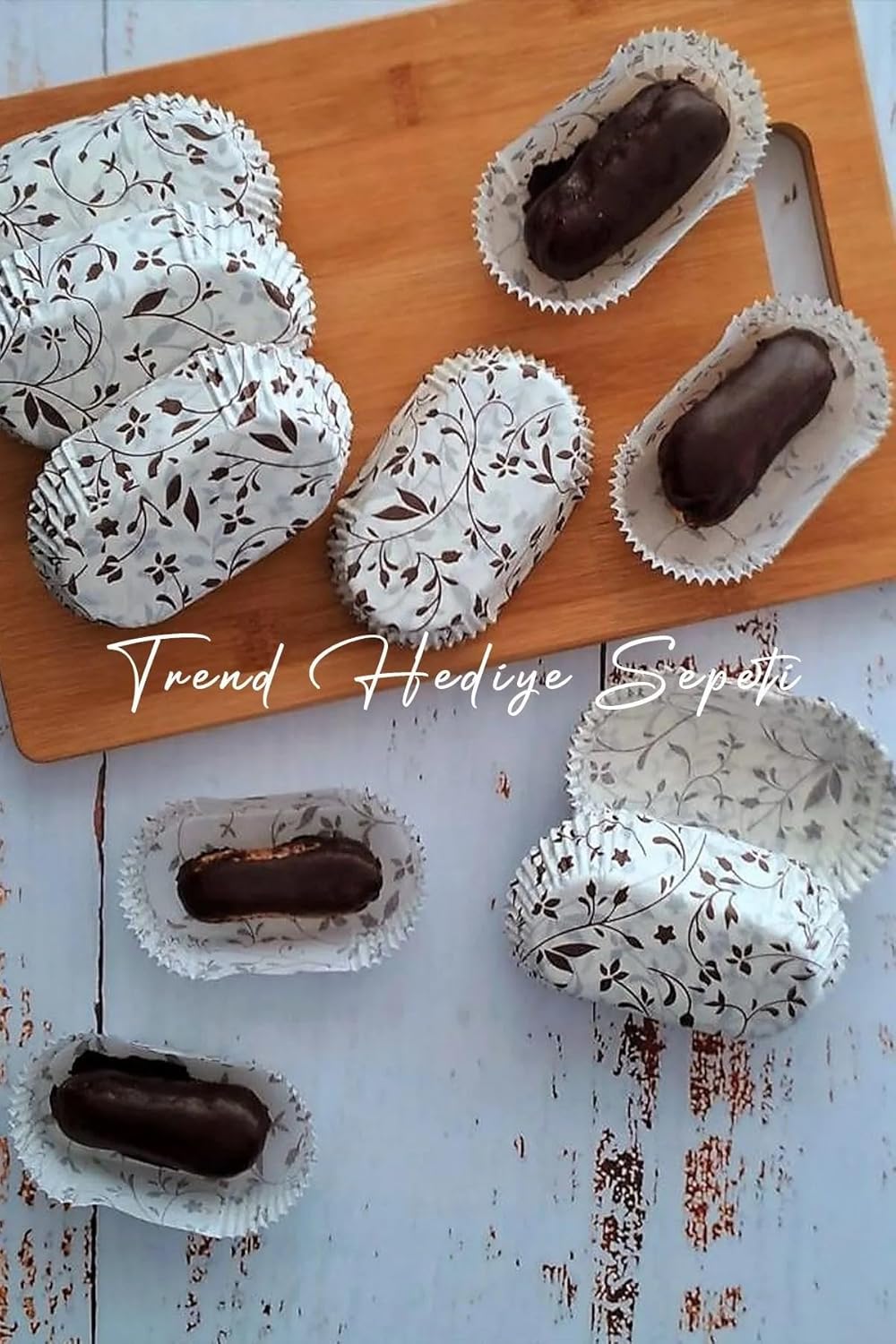 Takribi 200 Adet Büyük Boy Desenli Ekler Kağıdı 8.5x4 Cm, Baklava Sunumluk, Muffin Kek Kalıbı - Görsel 3