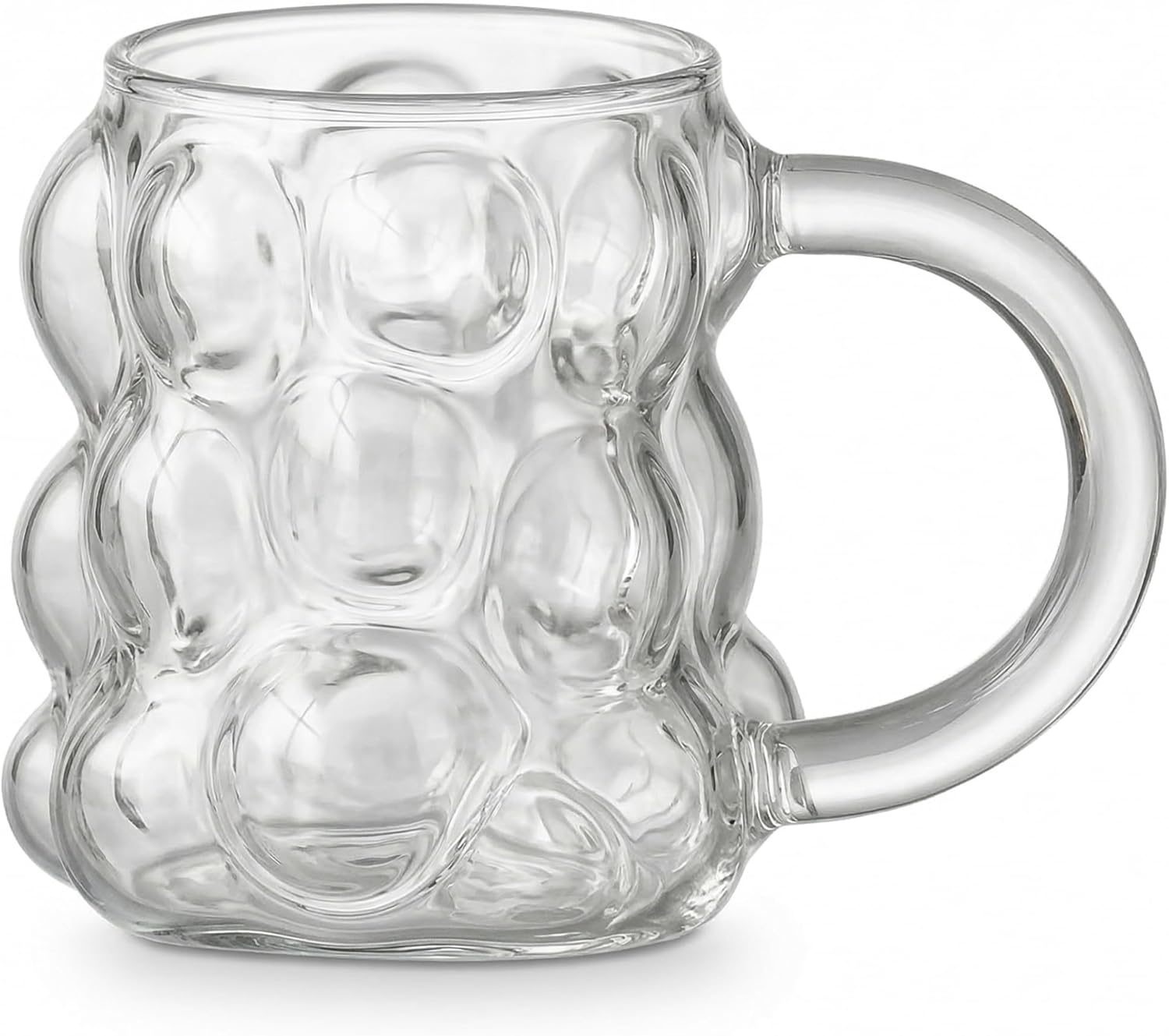 Boncuk Desenli Borosilikat Cam Bardak, 350 Ml Geniş Kapasite, Isıya Dayanıklı Yapı, Bulaşık Makinesinde Yıkanabilir, Ev Ofis Restoran İçin Uygun Kulplu Kahve Espresso Sunum Bardağı - Görsel 2