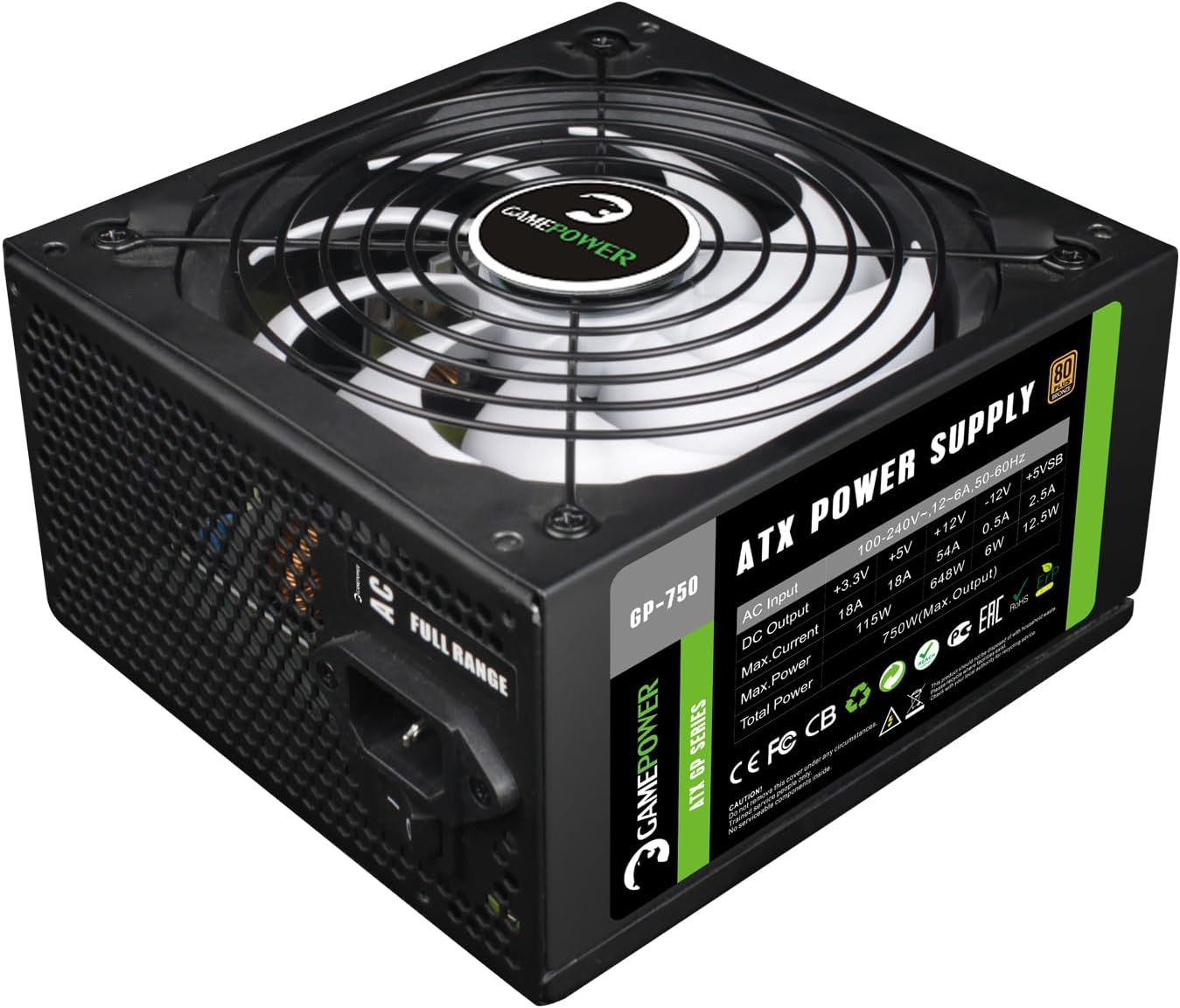 Alternative view of Game Power GP-750 APFC 14cm 80+ Bronze 750W Supply