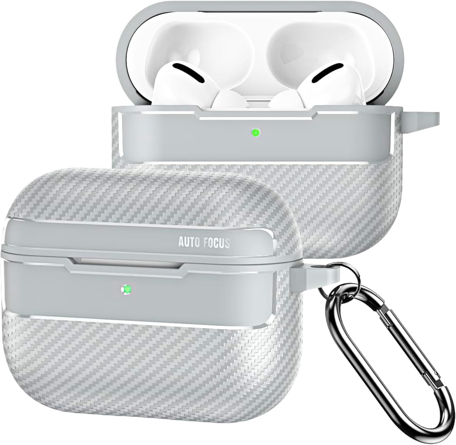 Alternative view of AirPods Pro 3. Nesil Uyumlu Karbon Fiber Hybrid Polymer Technology Premium Kulaklık Kılıfı (Gri)