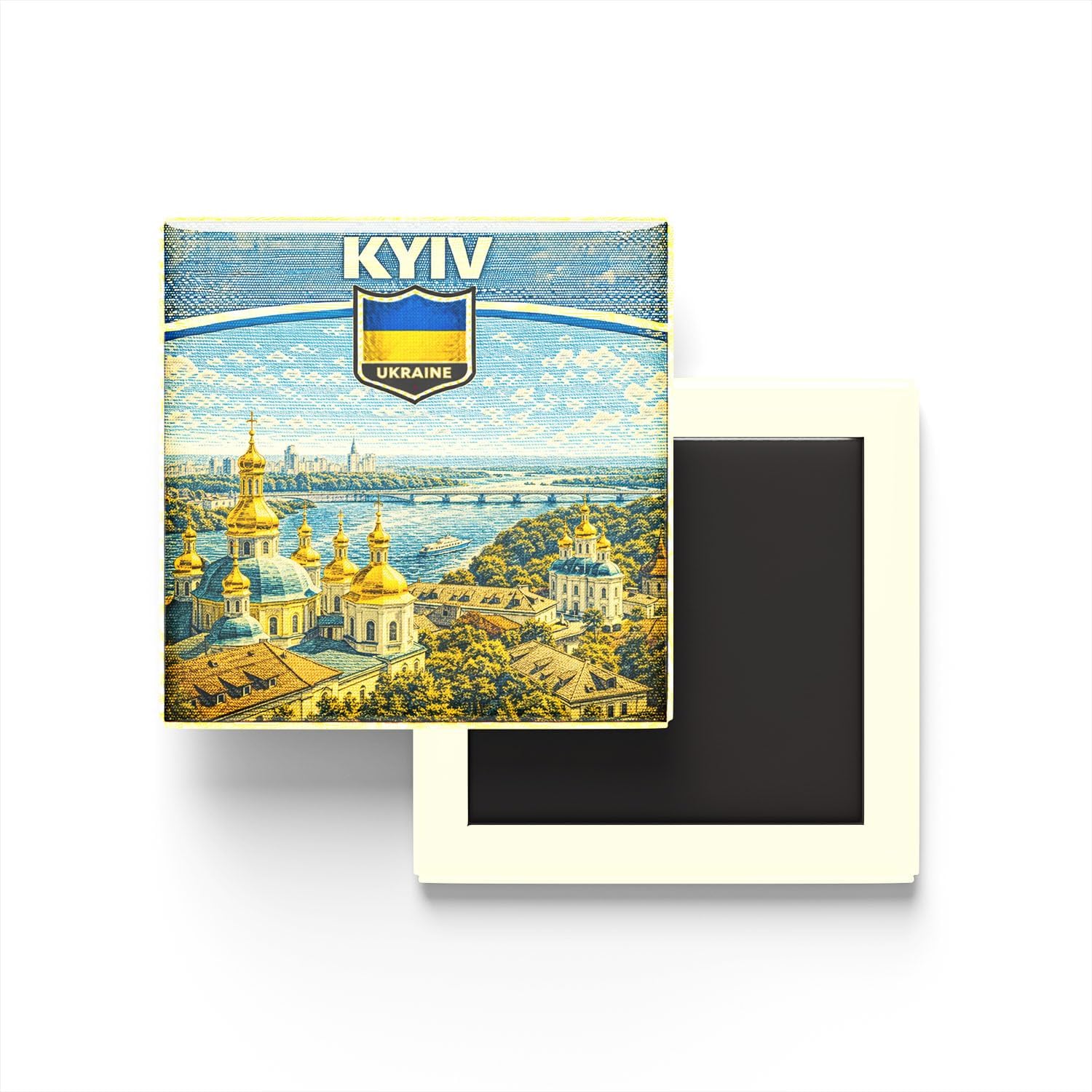 Ukrayna Kiev Şehri Temalı Vintage Buzdolap Magneti – 9x9 cm