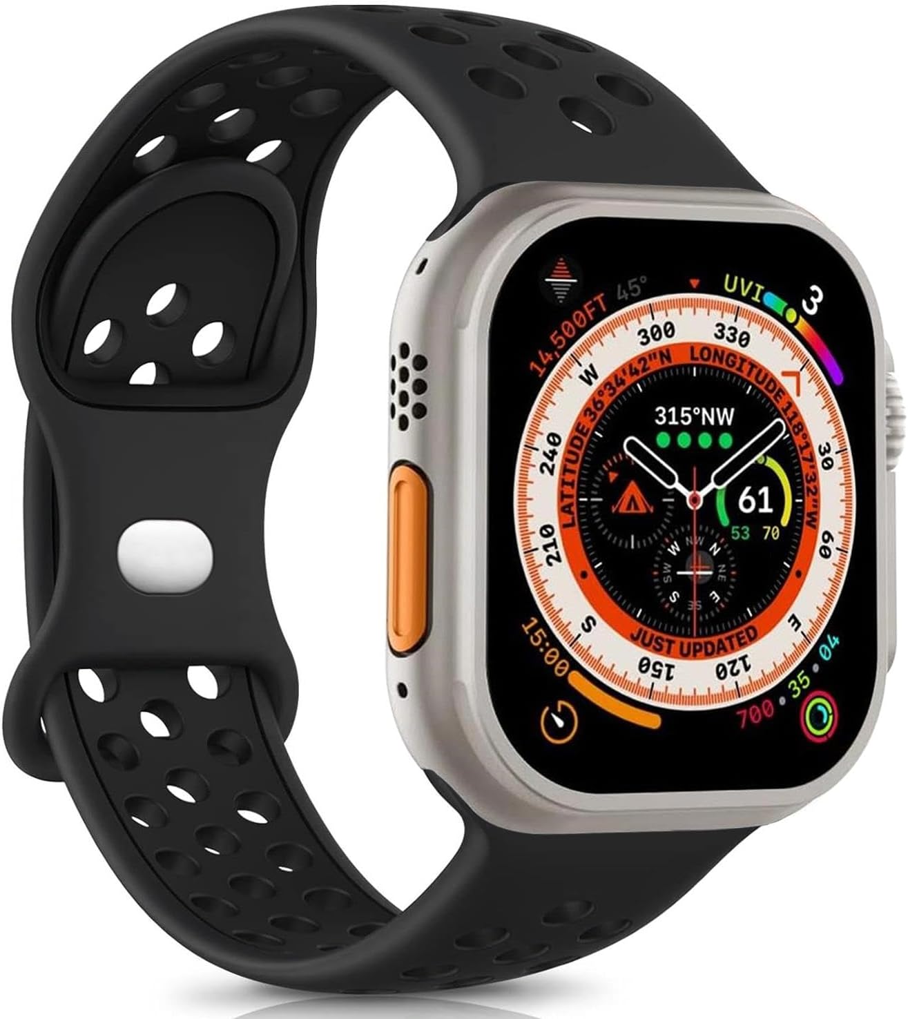 Alternative view of Apple Watch Series 7 45mm için Kordon Rainbow Sport Kayış Siyah [Watch Series 7 45mm ile Uyumlu Kordon - Siyah]