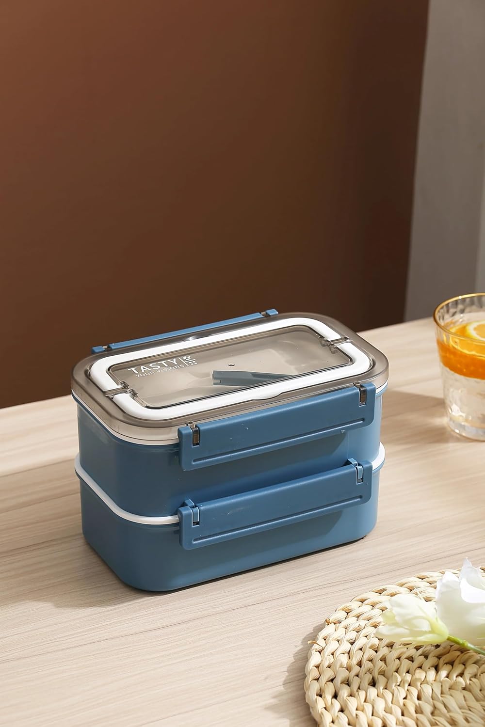 Çift Katmanlı Paslanmaz Çelik Beslenme Kabı-1600 ml Beslenme Kutusu (Mavi)