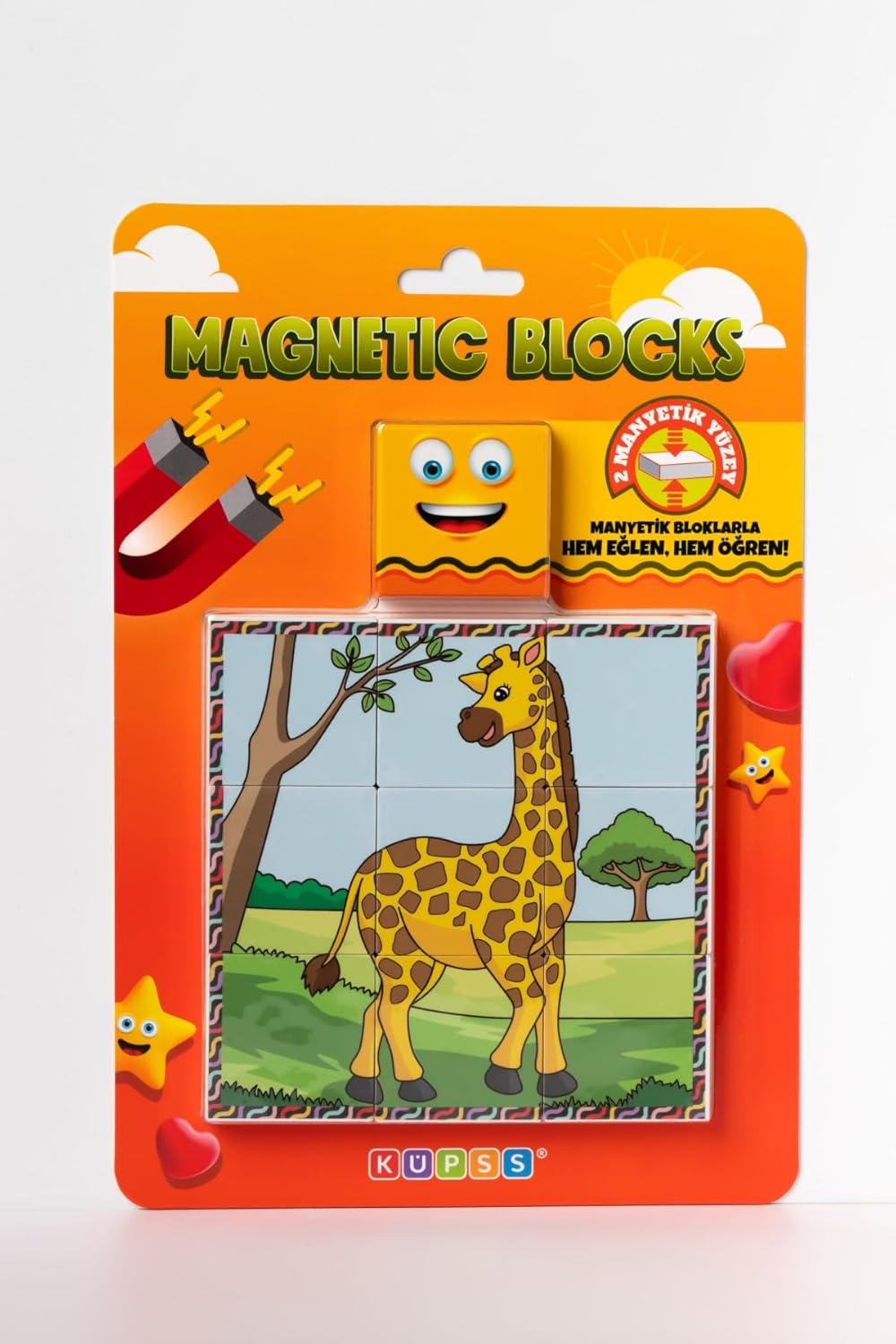 Alternative view of Manyetik Blok Çift Taraflı 9 Parçalı Mıknatıslı Puzzle 2 Görsel Zürafa-Fil YapBoz