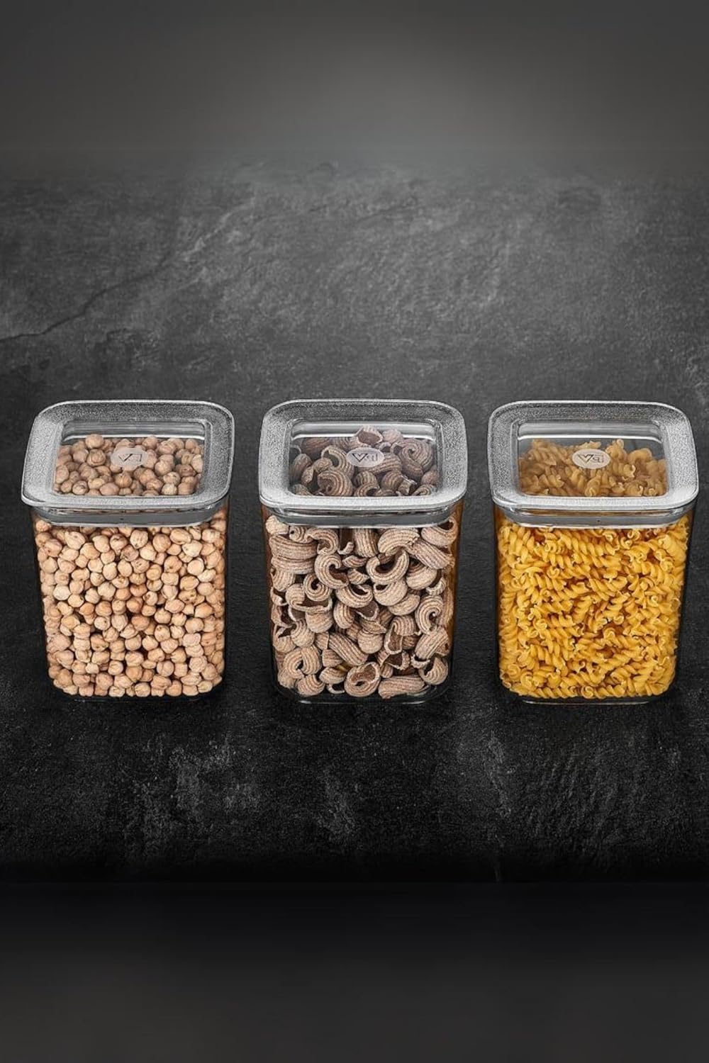 Sude Kare Saklama Kabı 3 X 1000 Ml, Şeffaf