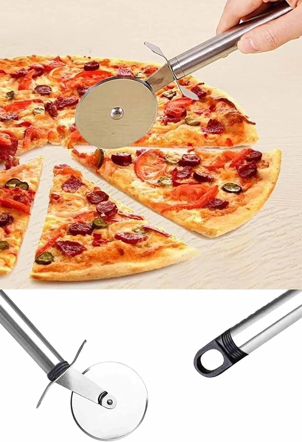 Metal Saplı Pizza Ruleti: Paslanmaz Çelik Pizza Kesme Bıçağı, Profesyonel Kesim için Dayanıklı Tasarım