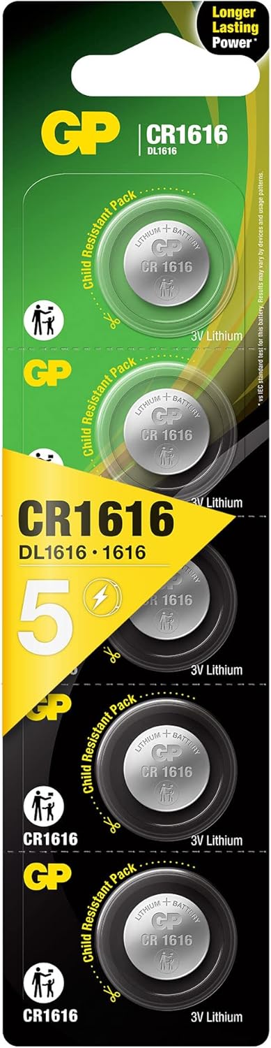 Gp Batteries Cr1616 1616 Boy Lityum Düğme Pil, 3 Volt, 5'Li Kart - Görsel 3