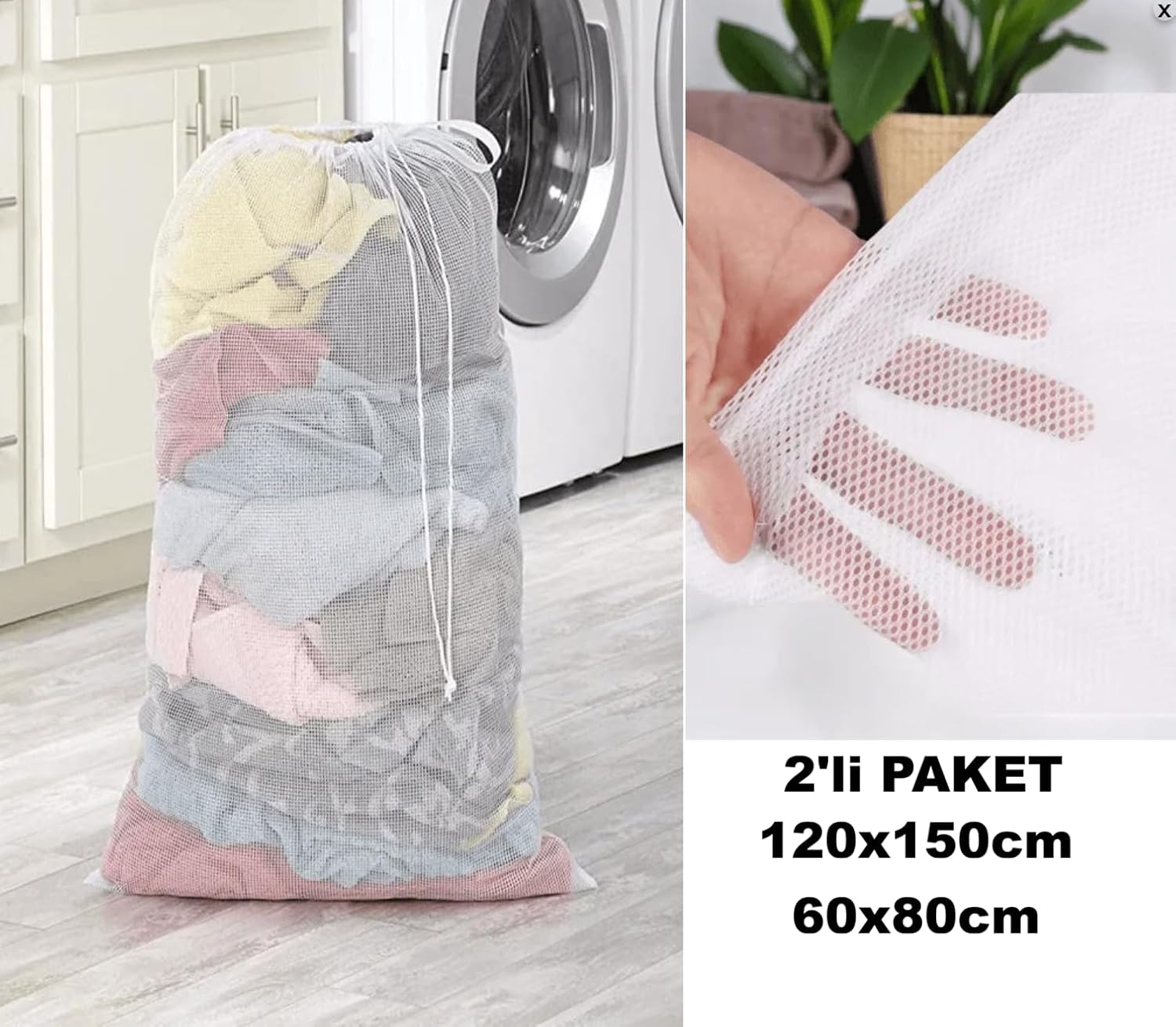 AKSU ÇAMAŞIR YIKAMA FİLESİ 2'Lİ FIRSAT PAKETİ 60x80cm ve 120x150cm BEYAZ