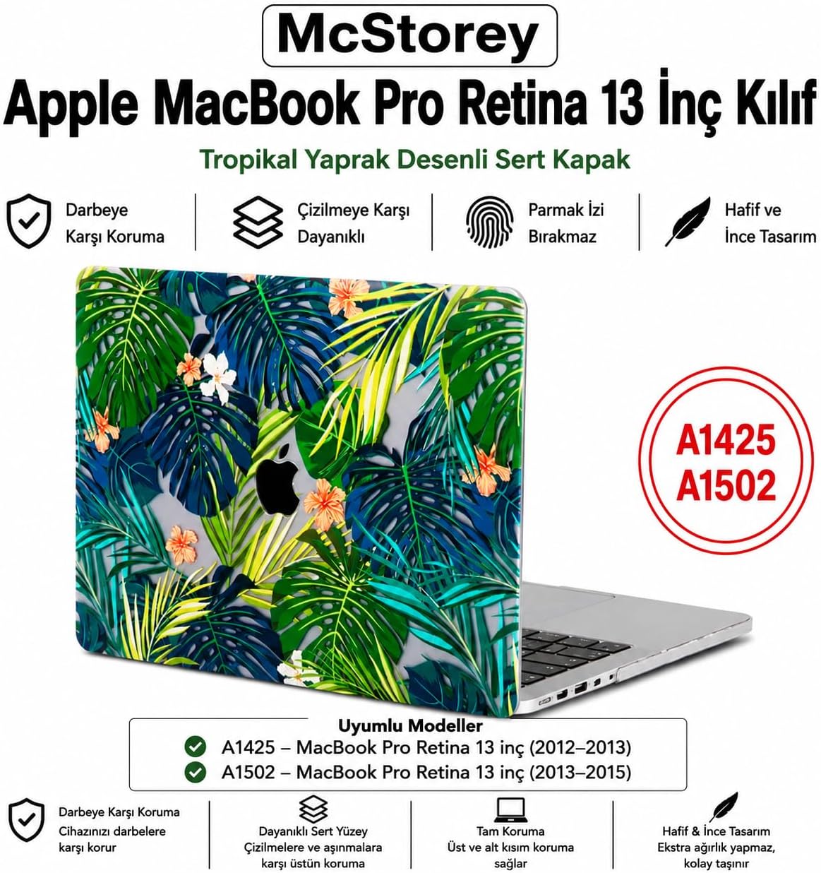 MacBook Pro Retina 13 İnç Kılıf A1425 A1502 Uyumlu Çiçek Desenli Sert Kapak Kılıf Hard Case İnce Hafif Çizilme Korumalı Laptop Koruyucu Flower 58