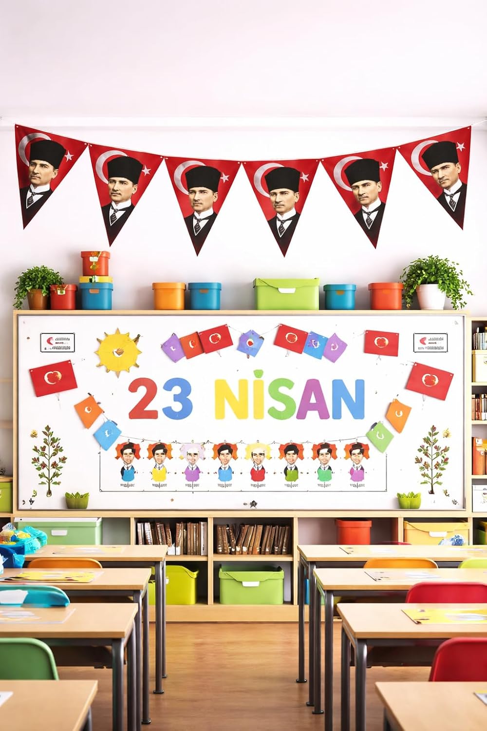 Alternative view of 23 Nisan Süsleri Atatürk desenli 23 Nisan Hediyelik Flama 10 lu