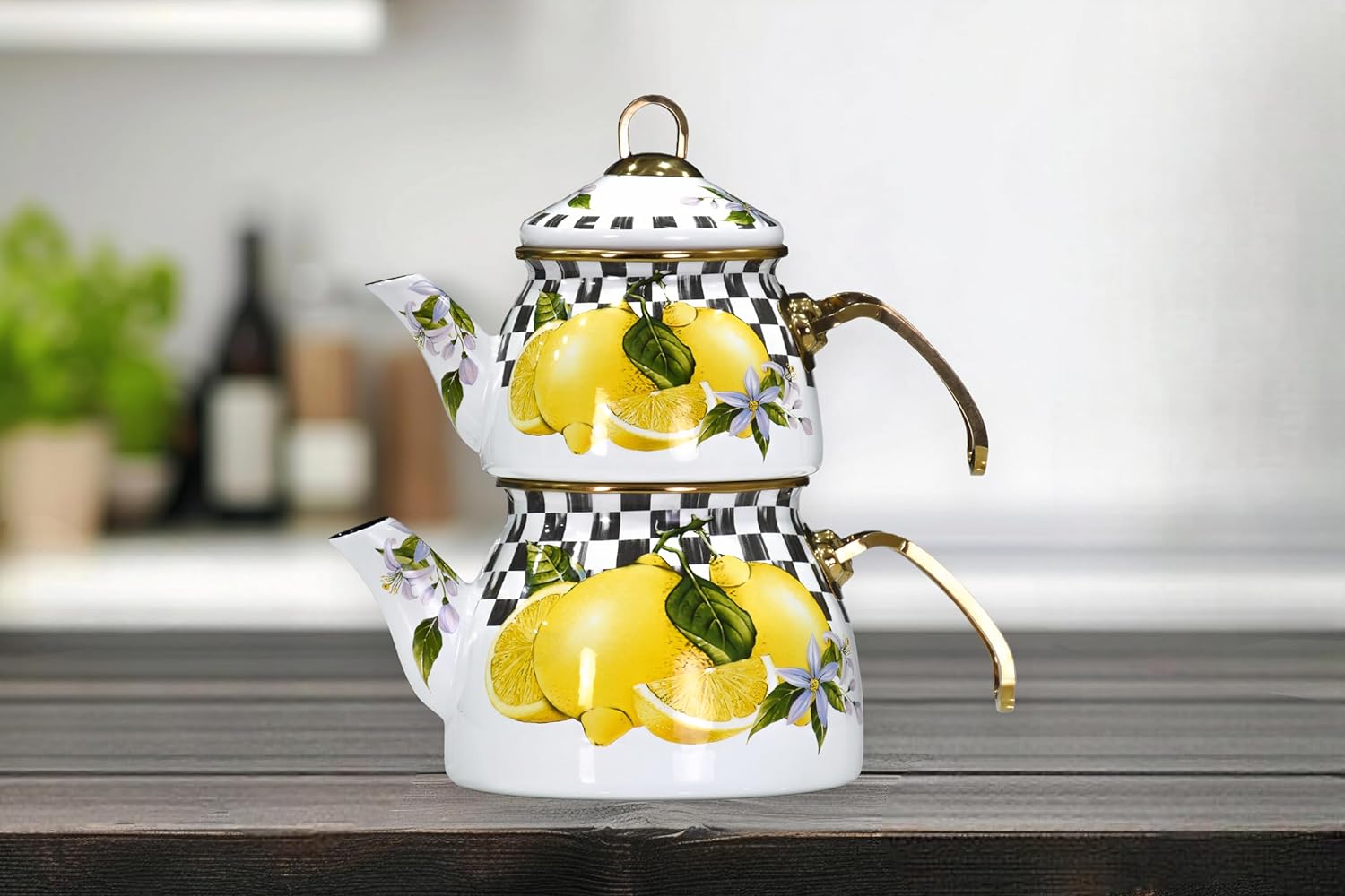 Alternative view of Lemon Gold Model Emaye Çaydanlık