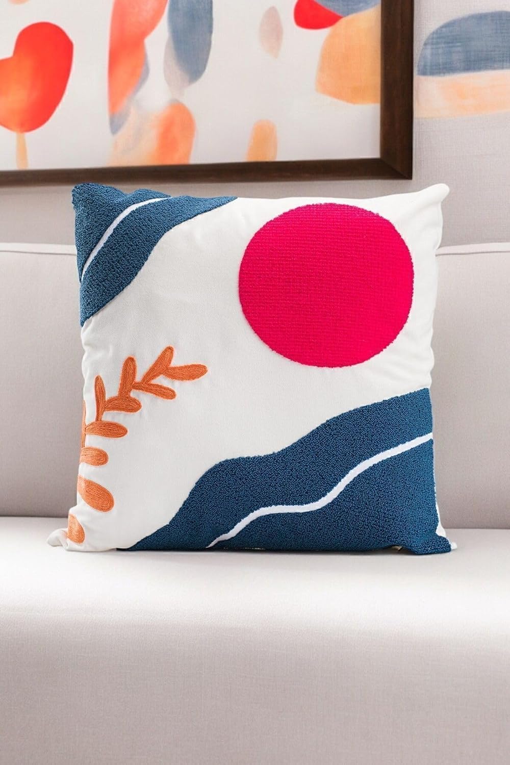Bohem 45X45 Özel Tasarım Punch Panç Süzene Desen Dekoratif Kırlent Kılıfı Modern Beyaz 31