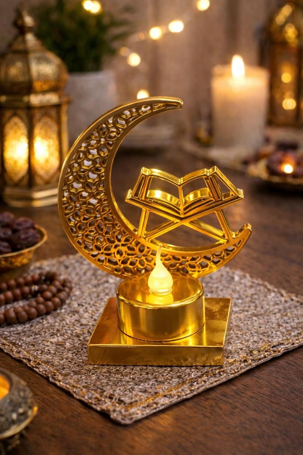Gold Yeni Pilli led ışık, Askılı Fener Süsü SARI Işıklar Peri Işıkları Aydınlatmalı Şerit Led Ramazan Süsü Led Işık - Görsel 3