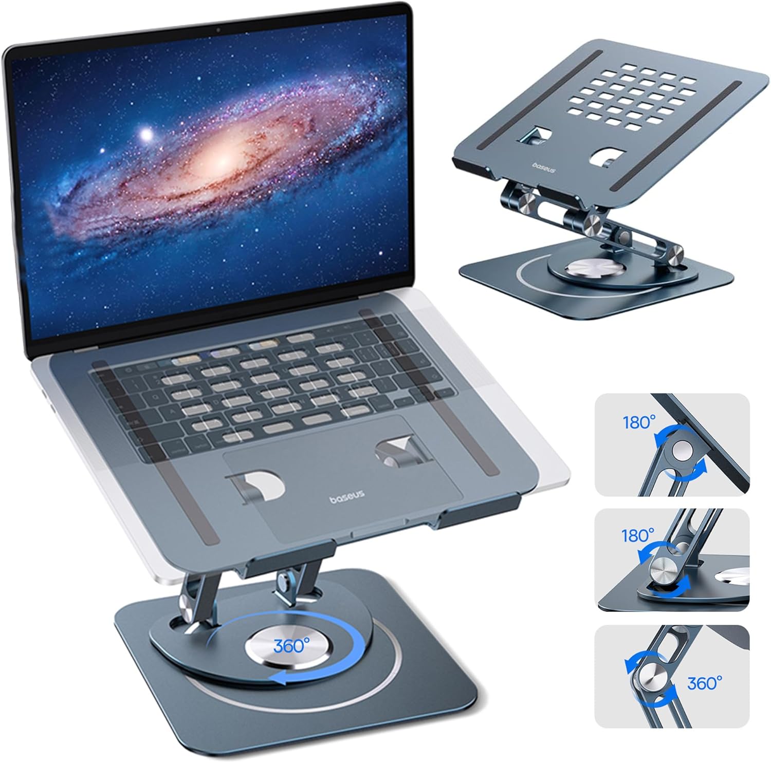 Alternative view of Baseus Ayarlanabilir Dizüstü Bilgisayar Standı, 360 Derece Dönebilen Ayarlanabilir Dizüstü Bilgisayar Standı (Üç Katlı Versiyon) MacBook Air Pro, Dell XPS, HP vb. için Ergonomik Katlanabilir Stand