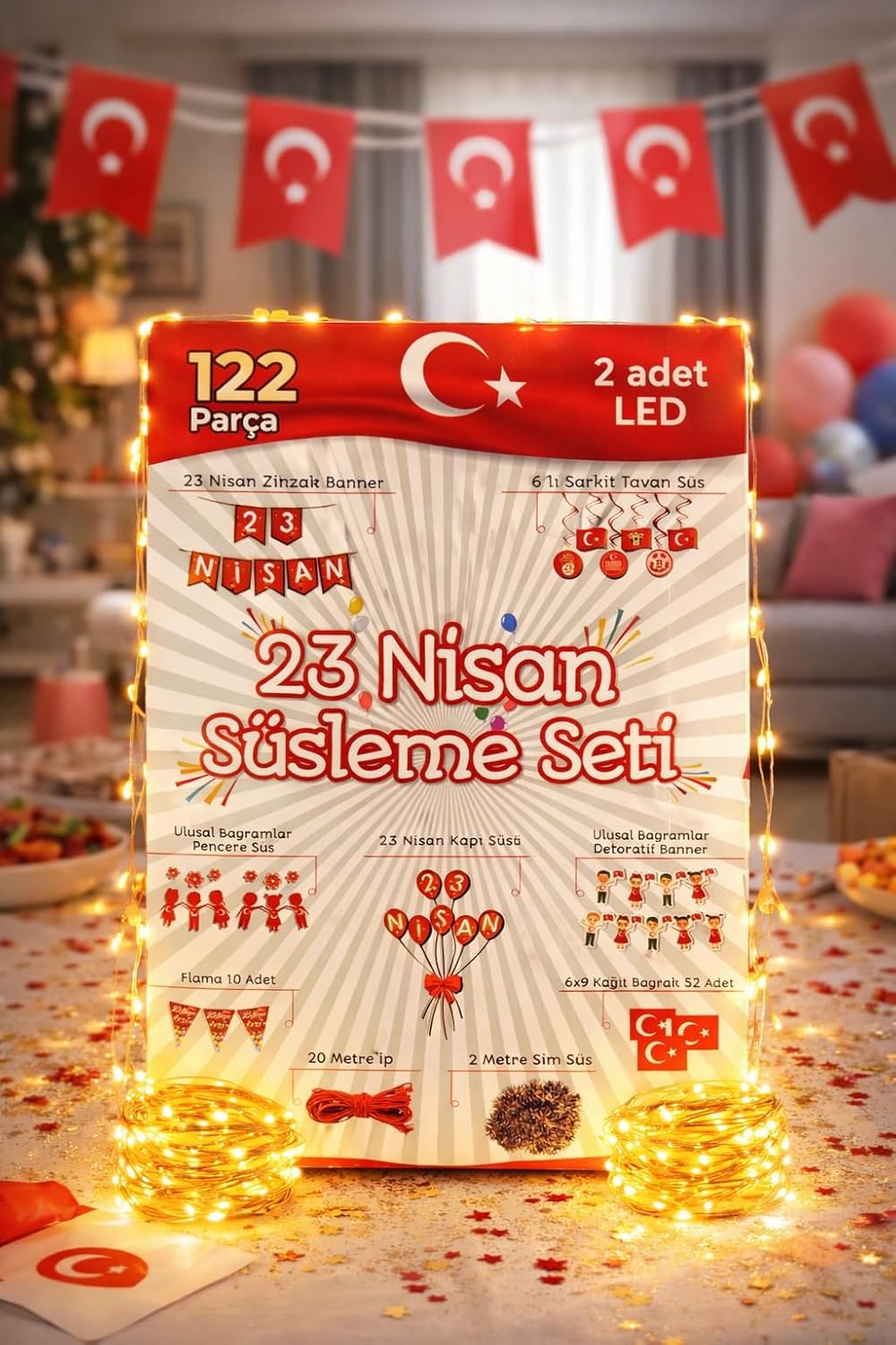 Alternative view of 122 Parça 23 Nisan Dekoratif Süsü Flama Okul Süsü, Atatürklü Balon, Türk Bayrağı Pano Süsleri yeni 2026
