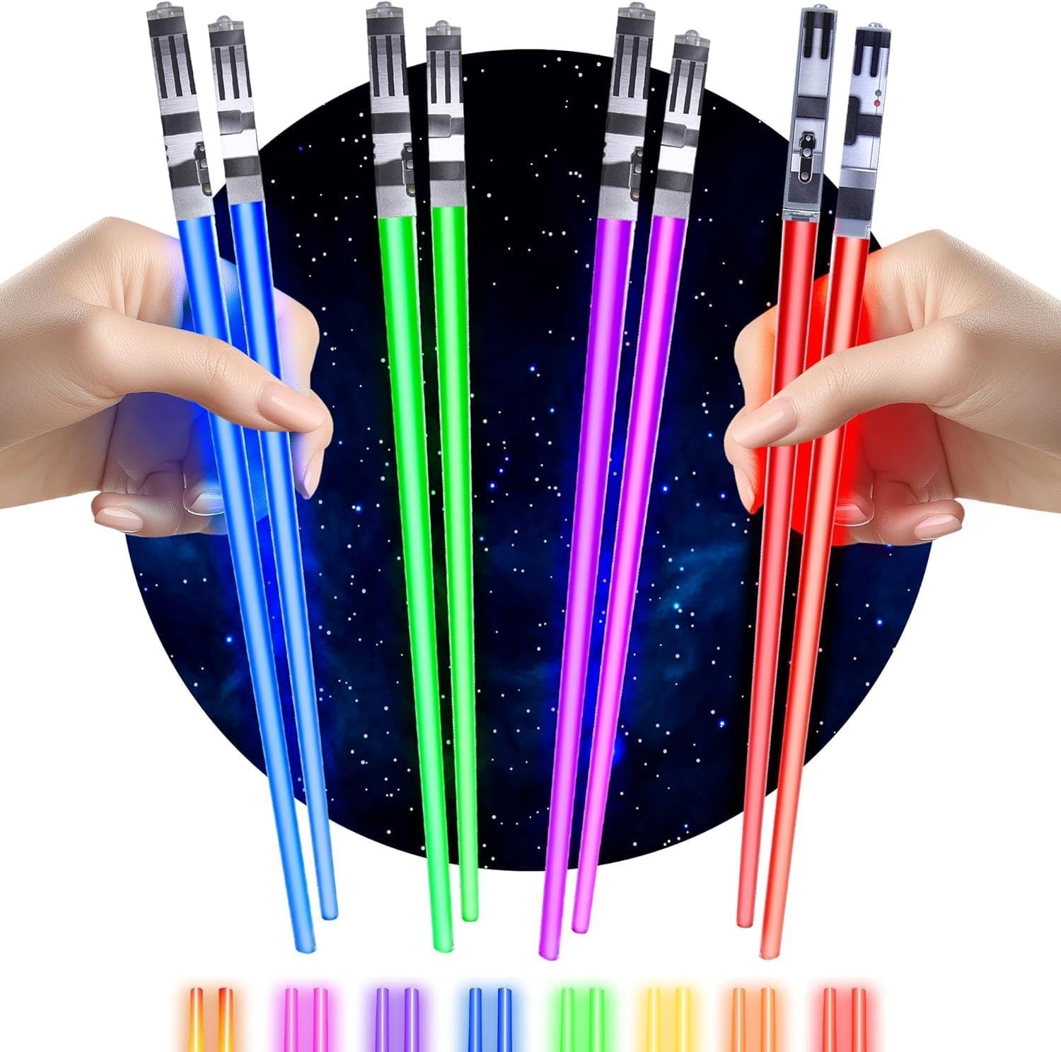 8 Parça LED Işıklı Chopstik Işık Kılıcı Yemek Çubukları Star Wars Tema Çöpstik - Görsel 3