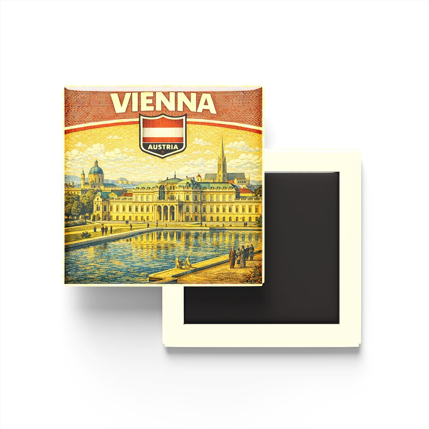 Avusturya Viyana Şehri Temalı Vintage Buzdolap Magneti – 9x9 cm
