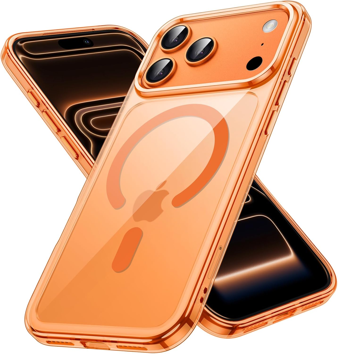iPhone 17 Pro Max Kılıf 6.9" MagSafe ile Uyumlu Güçlü Manyetik Kılıf, Sararmaz Sert PC Çevre Dostu Kapak, Hoparlör Filtreli, Gerçek Buton Hissi, Kamera Yükseltili, İnce Kapak, Case - Turuncu - Görsel 2