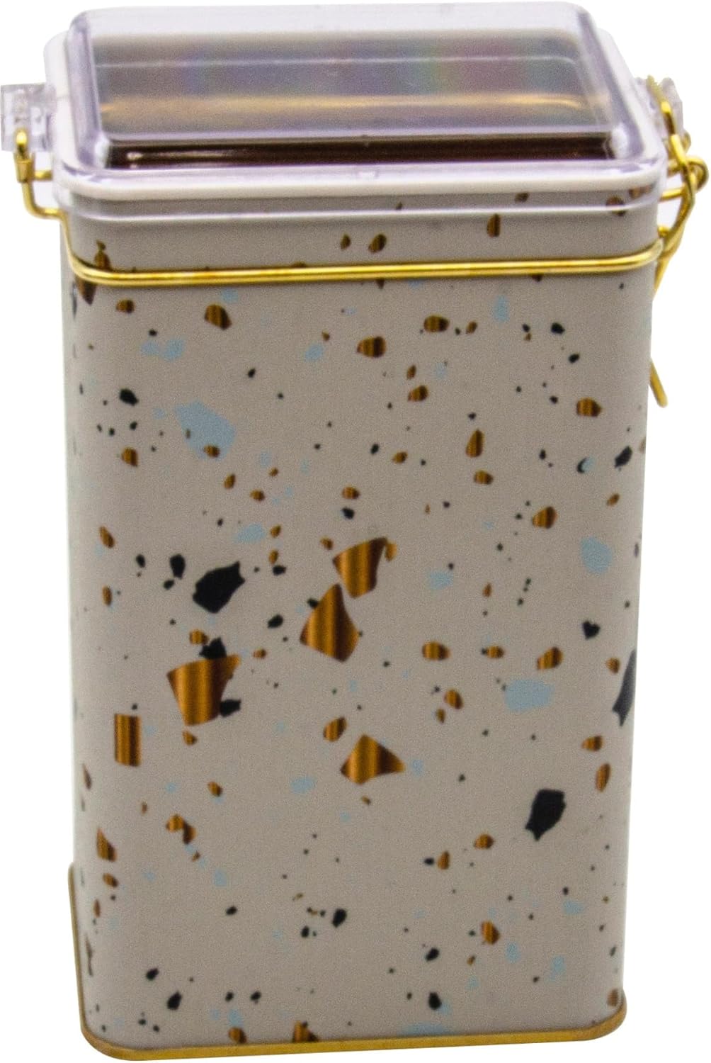 EVLE-Er048-9g Terrazzo Cream Desenli Dikdörtgen Metal Saklama Kabı 8x10 Cm (Terrazzo Cream) - Görsel 2