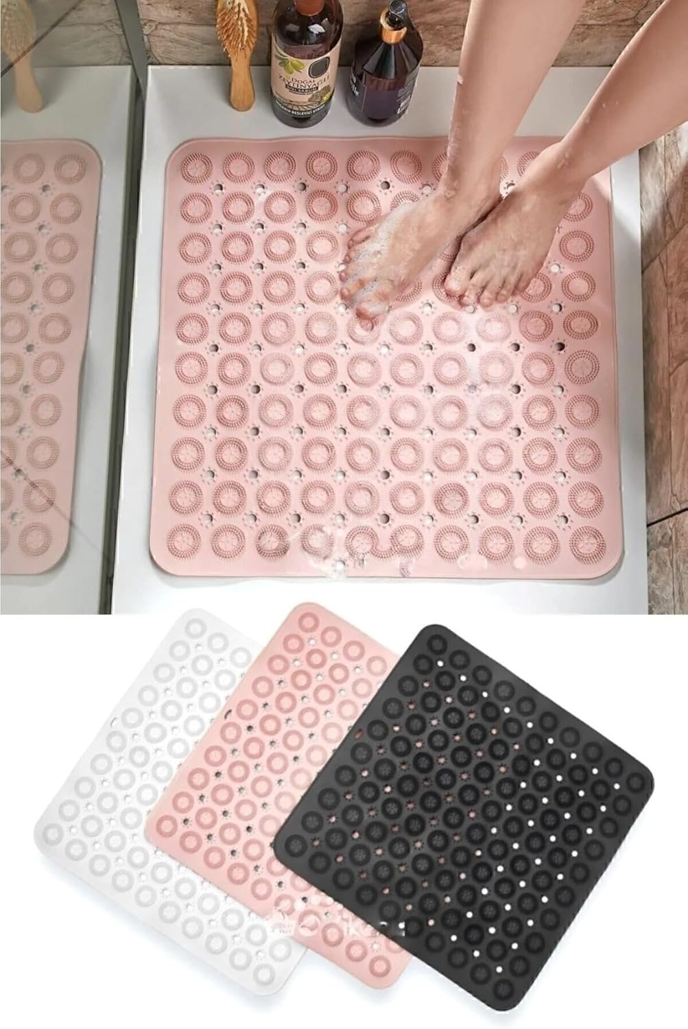 Kaydırmaz Duşakabin Banyo Ve Duş Paspası Kare Masajlı 100 Adet Vantuzla Yapışır 54 X 54 Cm Bnystisgstore18
