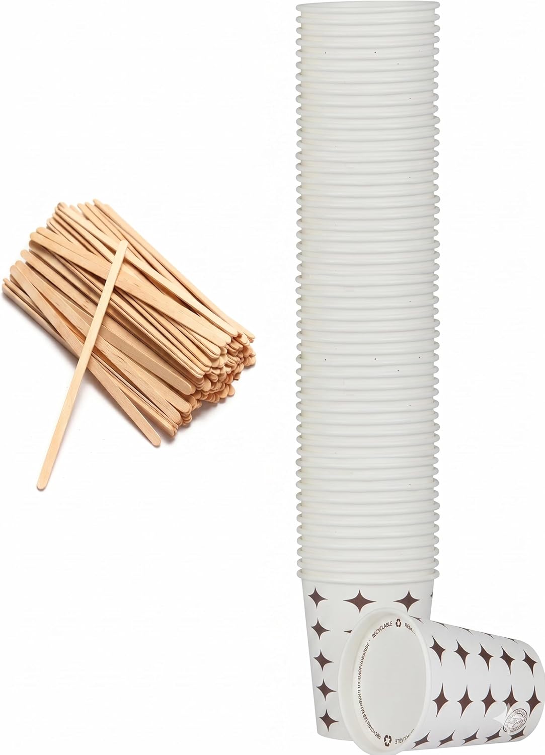 Pratik İkram Seti - 50 Adet Karton Bardak (7 Oz) + 50 Adet Ahşap Karıştırıcı
