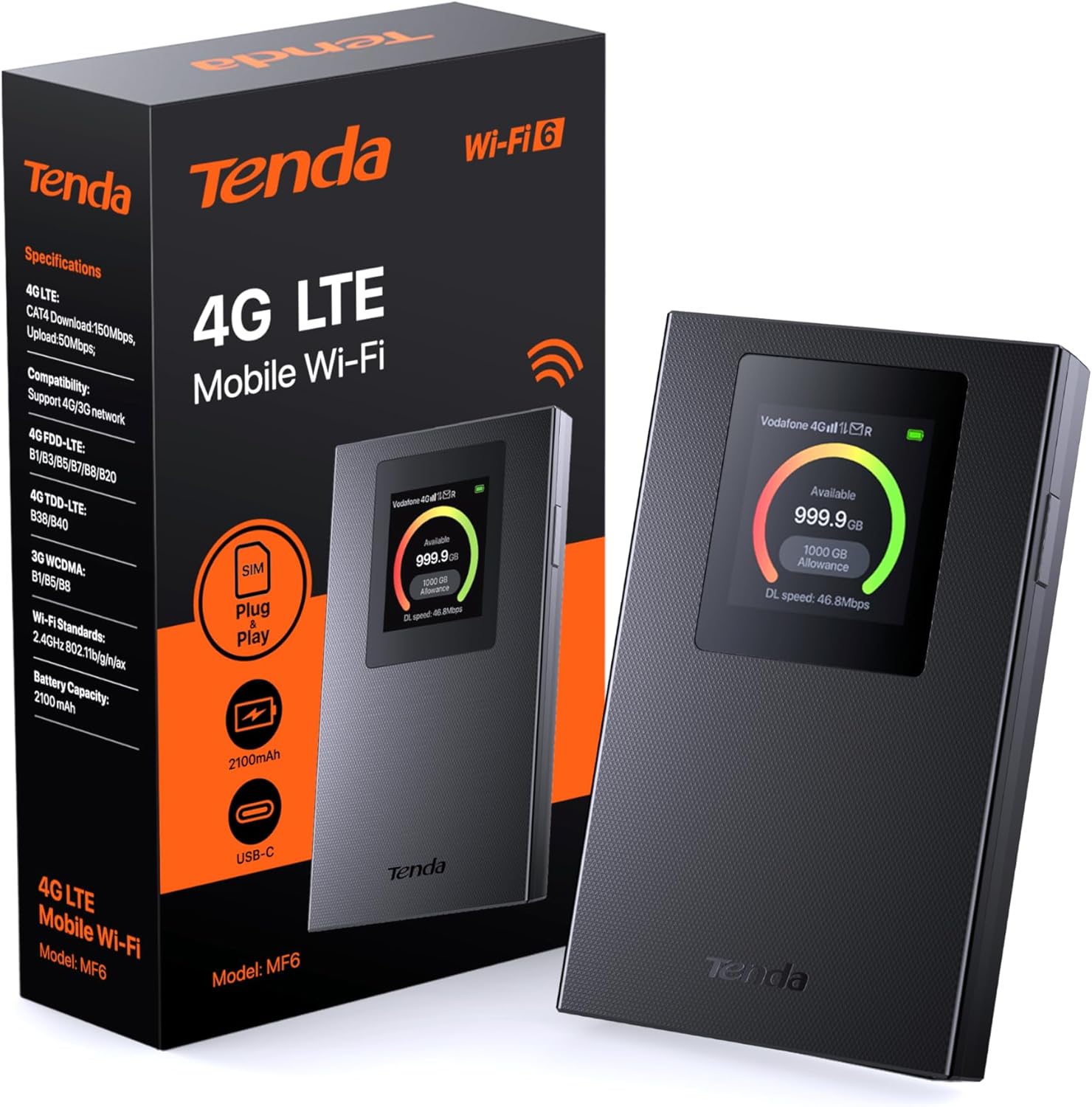 Alternative view of Tenda MF6 4G LTE MOBİLE WİFİ 6 ROUTER ( Sim Kart Takılabilir)