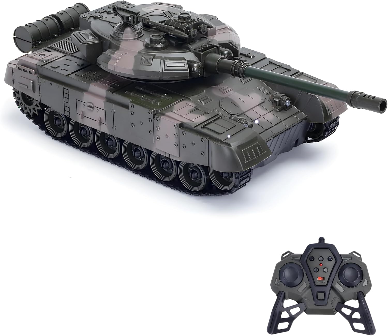 Alternative view of Oyuncak Şarjlı Uzaktan Kumandalı RC Tank 33 cm 360° Döner Gövde ve Namlu Işıklı Sesli Atış Efektli