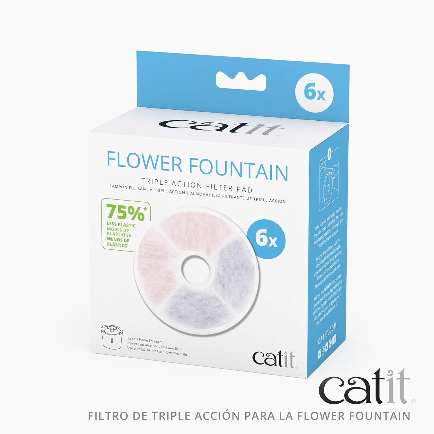 Catit Triple Action filtre çerçevesiz, Catit çiçek çeşmesi için filtre, 6'lı paket - Görsel 3