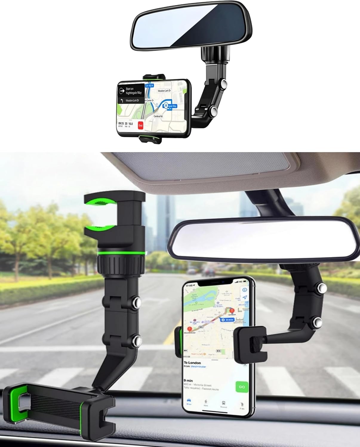 Alternative view of Dikiz Aynası, Koltuk Arkası, Çalışma Masası Telefon Tutucu, Standart, iPhone, , Xiaomi,  Uyumludur, 360 Dönebilen Çok Fonksiyonlu Akrobat Telefon Tutucu