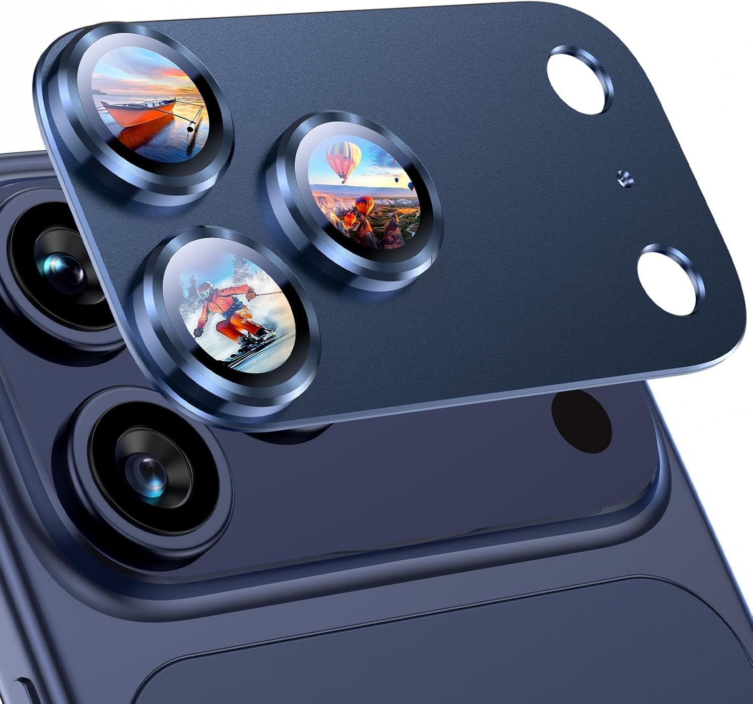 [SAPPHİRE FULL CAMERA GUARD] iPhone uyumlu Safir Kamera Lens Koruyucu [HD-AR-AF] Kılıf Dostu Metal 9H Temperli Cam Kamera Kapağı (Abis Lacivert, iPhone 17 PRO)