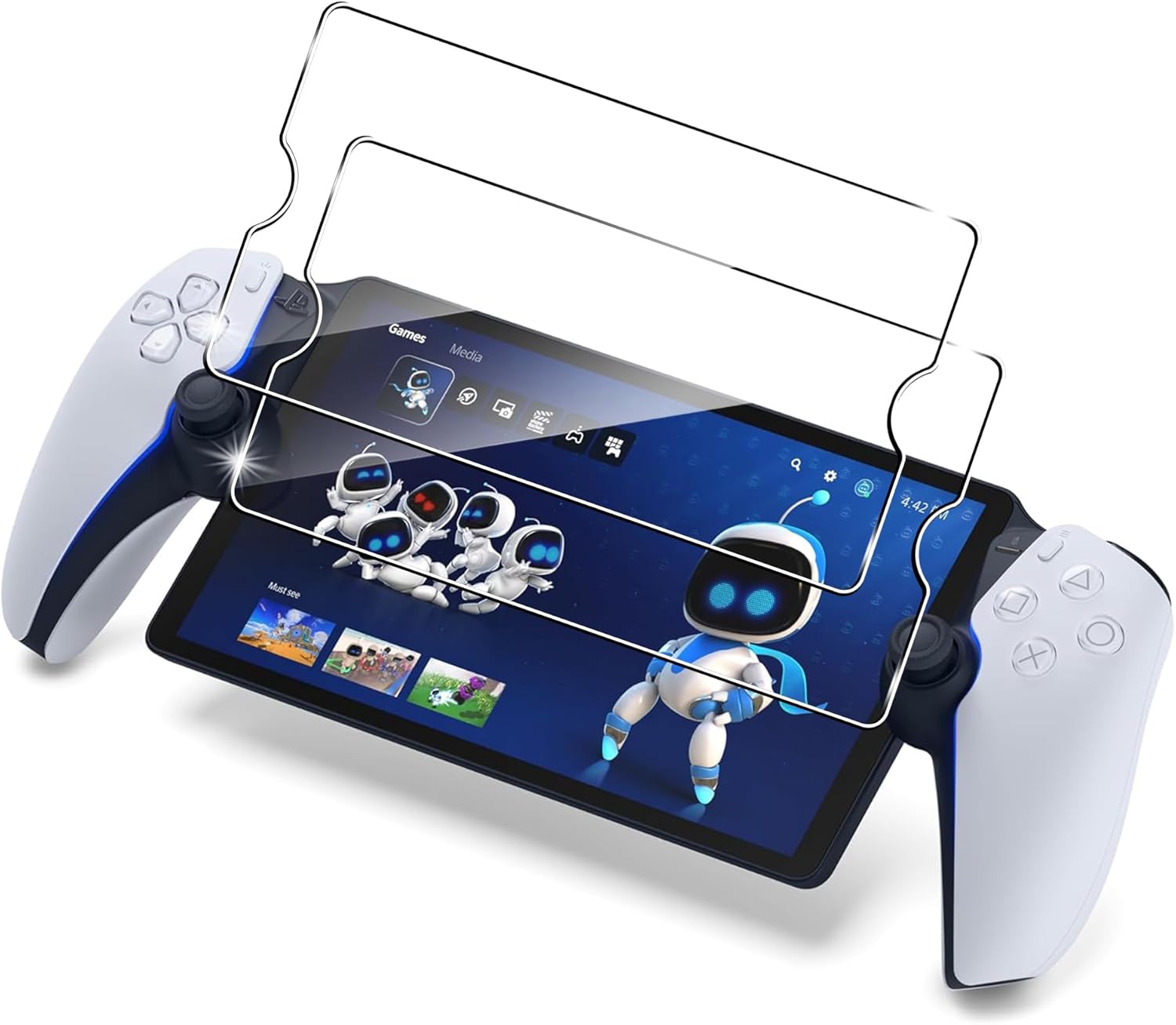 FDHYFGDY PS5 PlayStation Portal/PS Portal için kırılmaz cam, 【2 adet】 9H sertlikte çizilmeye karşı dayanıklı kırılmaz cam folyo, kabarcıksız parmak izi bırakmaz HD ekran koruyucu - Görsel 3